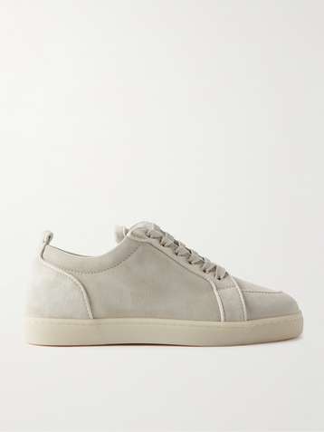 Christian Louboutin Louis Junior Spikes Orlato Leather And Jacquard Sneakers  in White for Men