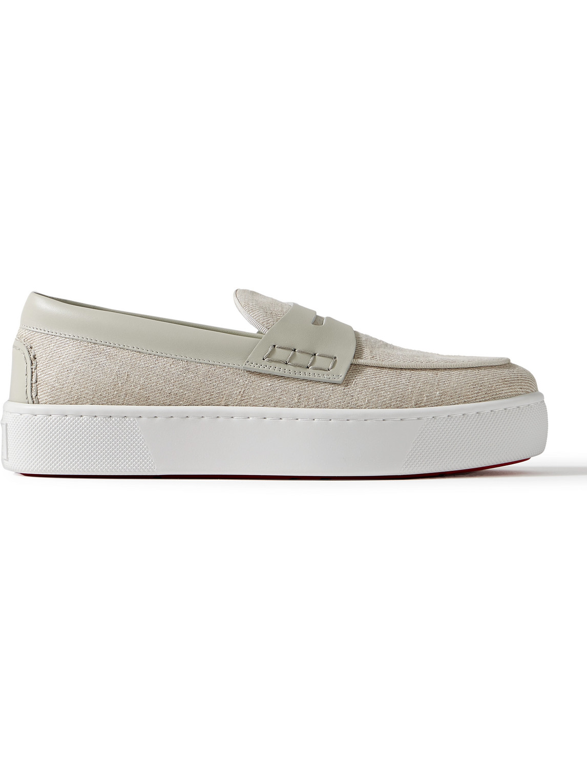 Christian Louboutin Paqueboat Linen Loafers In Cream