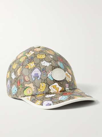 GUCCI Leather-Trimmed Printed Supreme Coated-Canvas Baseball Cap