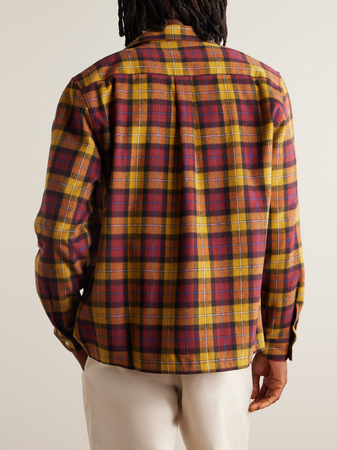 Shop De Bonne Facture Convertible-collar Checked Cotton-flannel Shirt In Multi