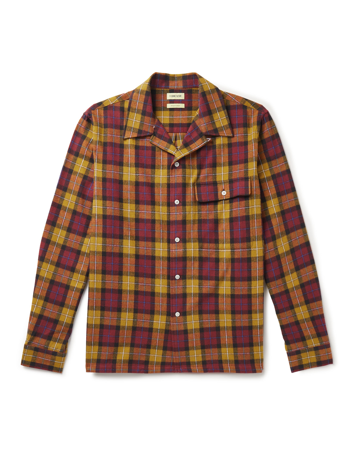 Shop De Bonne Facture Convertible-collar Checked Cotton-flannel Shirt In Multi