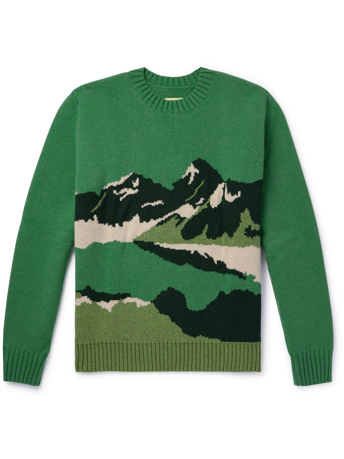 Shop De Bonne Facture Jacquard-knit Wool Sweater In Green