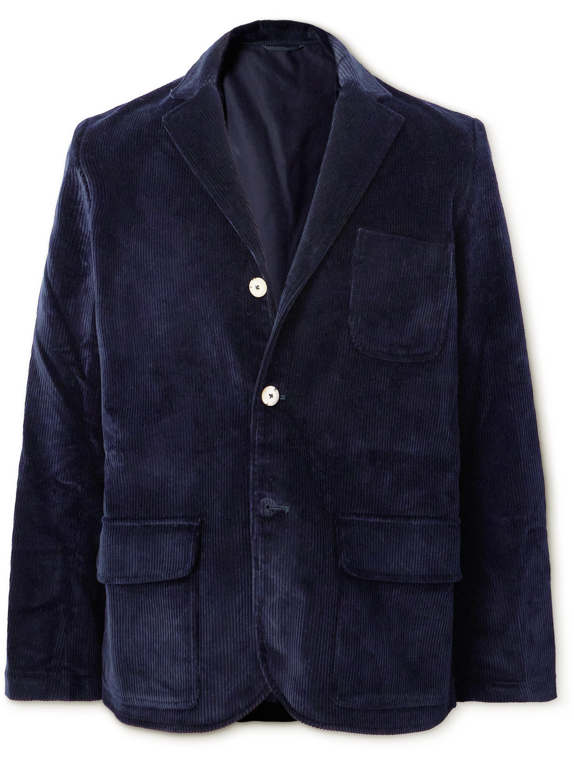 De Bonne Facture Cotton-corduroy Suit Jacket In Blue