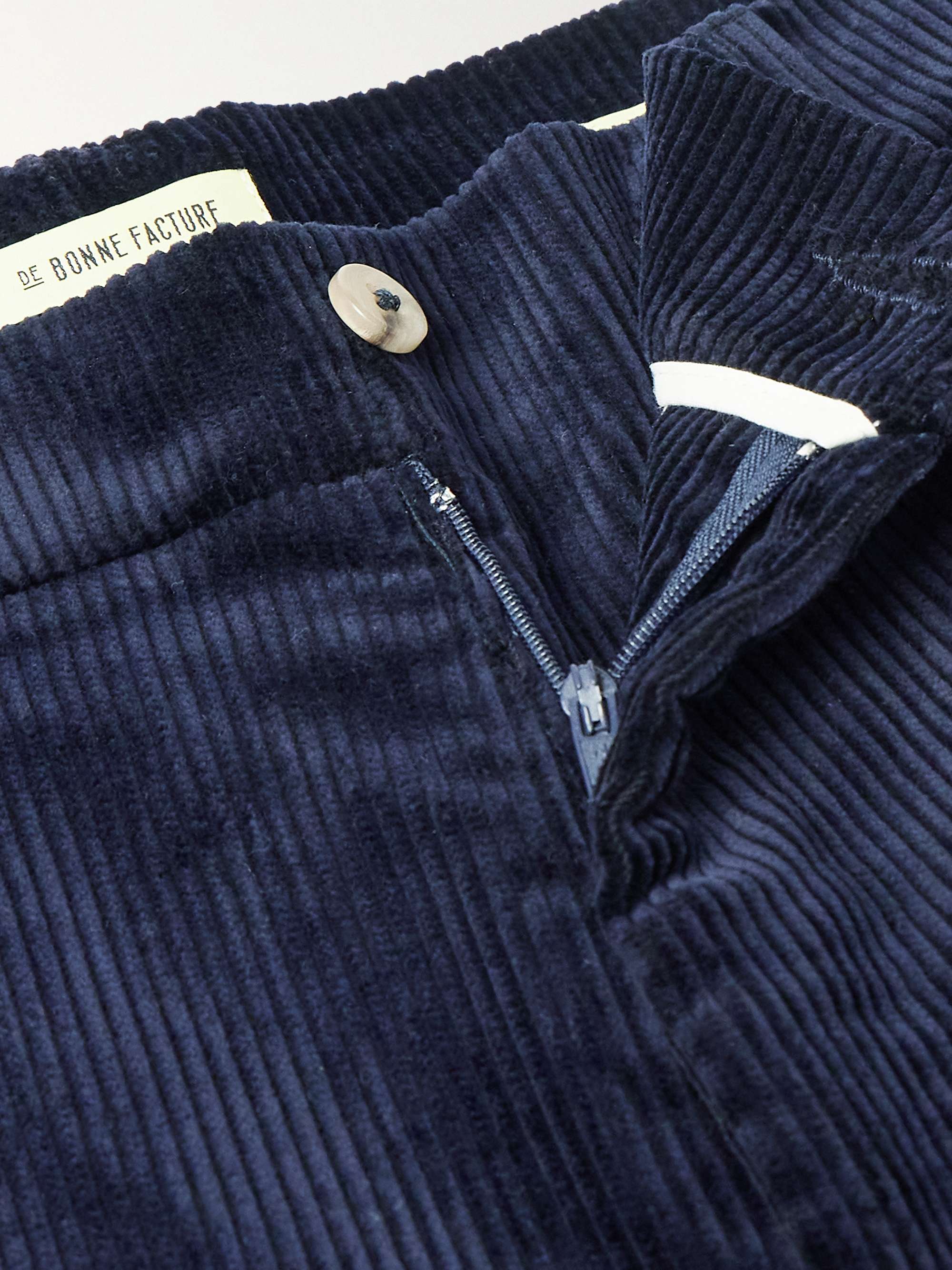 DE BONNE FACTURE Pleated StraightLeg CottonCorduroy Suit Trousers for