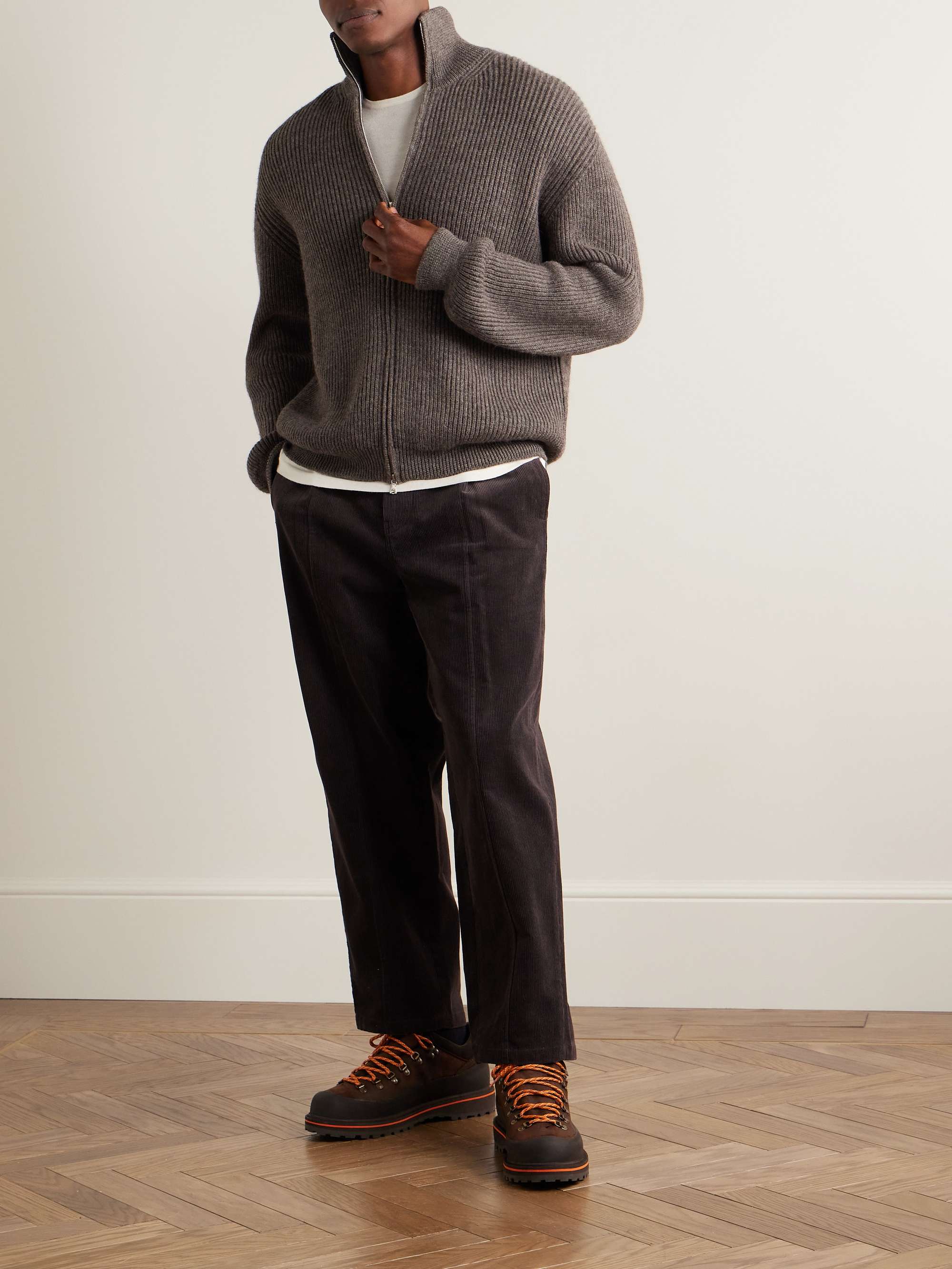 DE BONNE FACTURE Ribbed Wool and AlpacaBlend ZipUp Sweater for Men