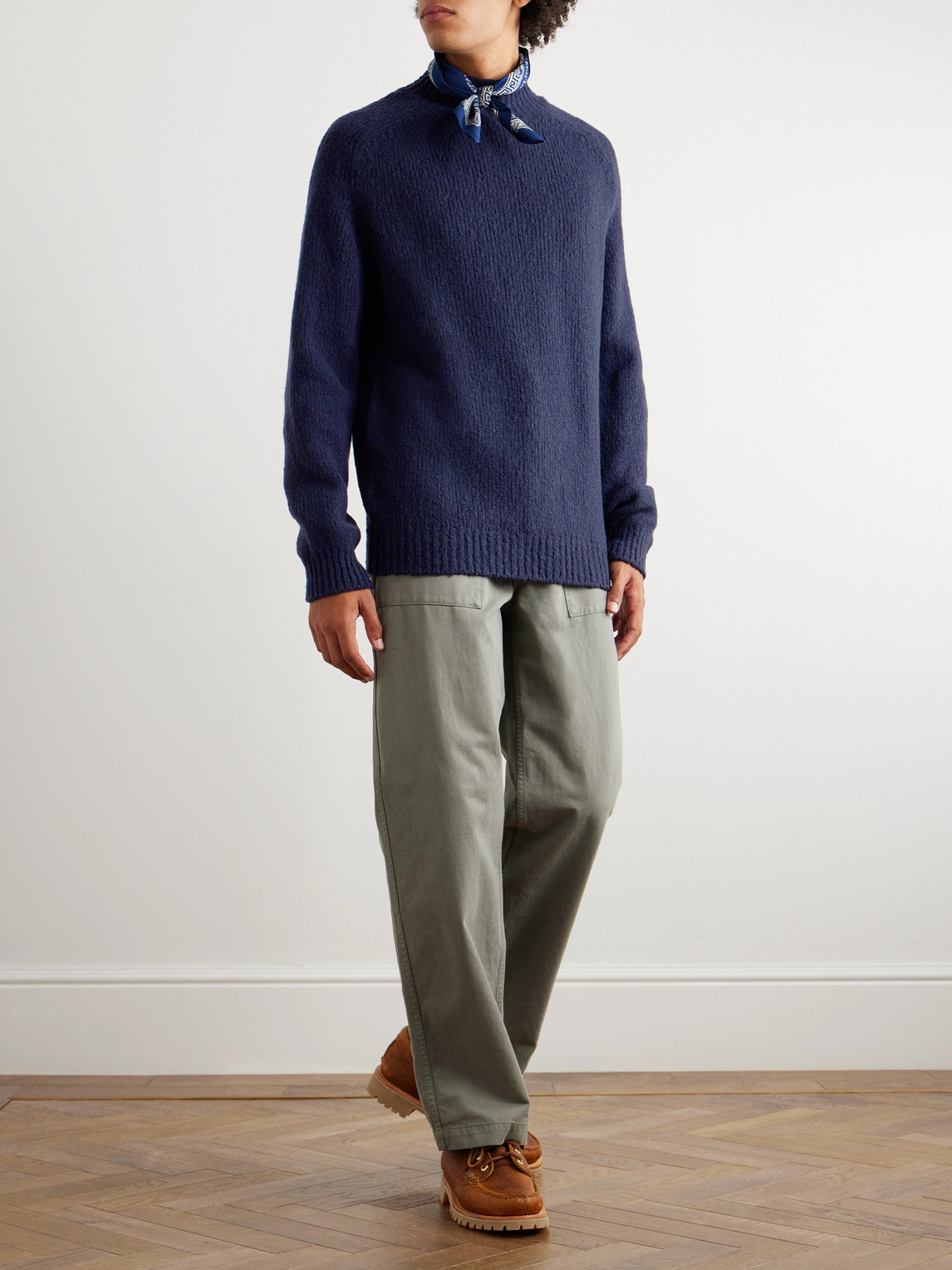 Shop De Bonne Facture Wool-bouclé Sweater In Blue