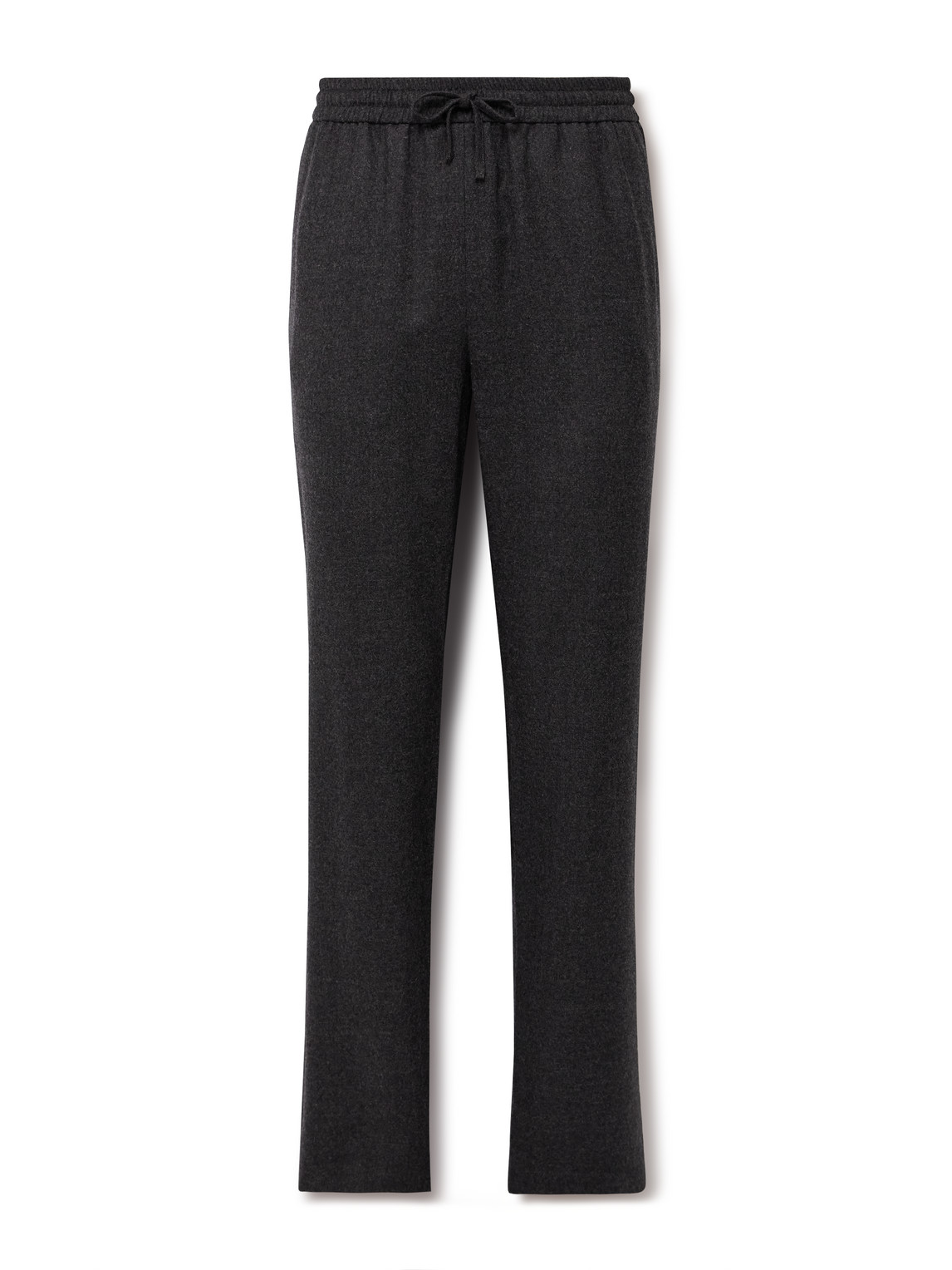 De Bonne Facture Straight-leg Wool-flannel Drawstring Trousers In Grey