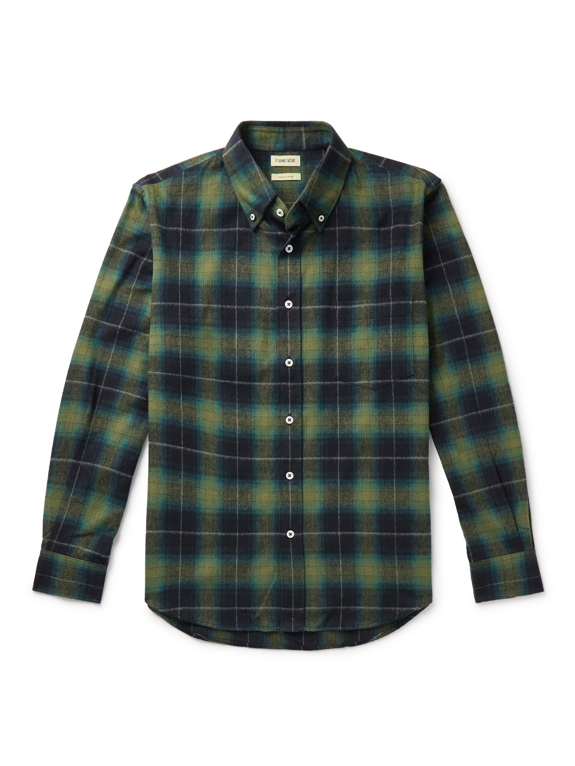 Button-Down Collar Checked Cotton-Flannel Shirt