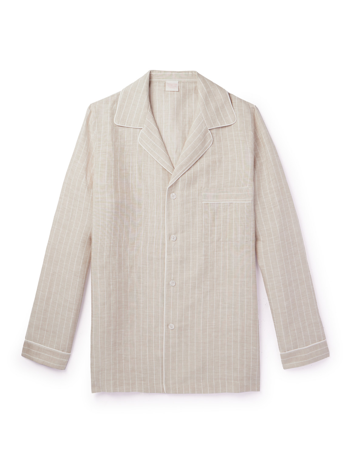 Camp-Collar Striped Linen and Cotton-Blend Shirt