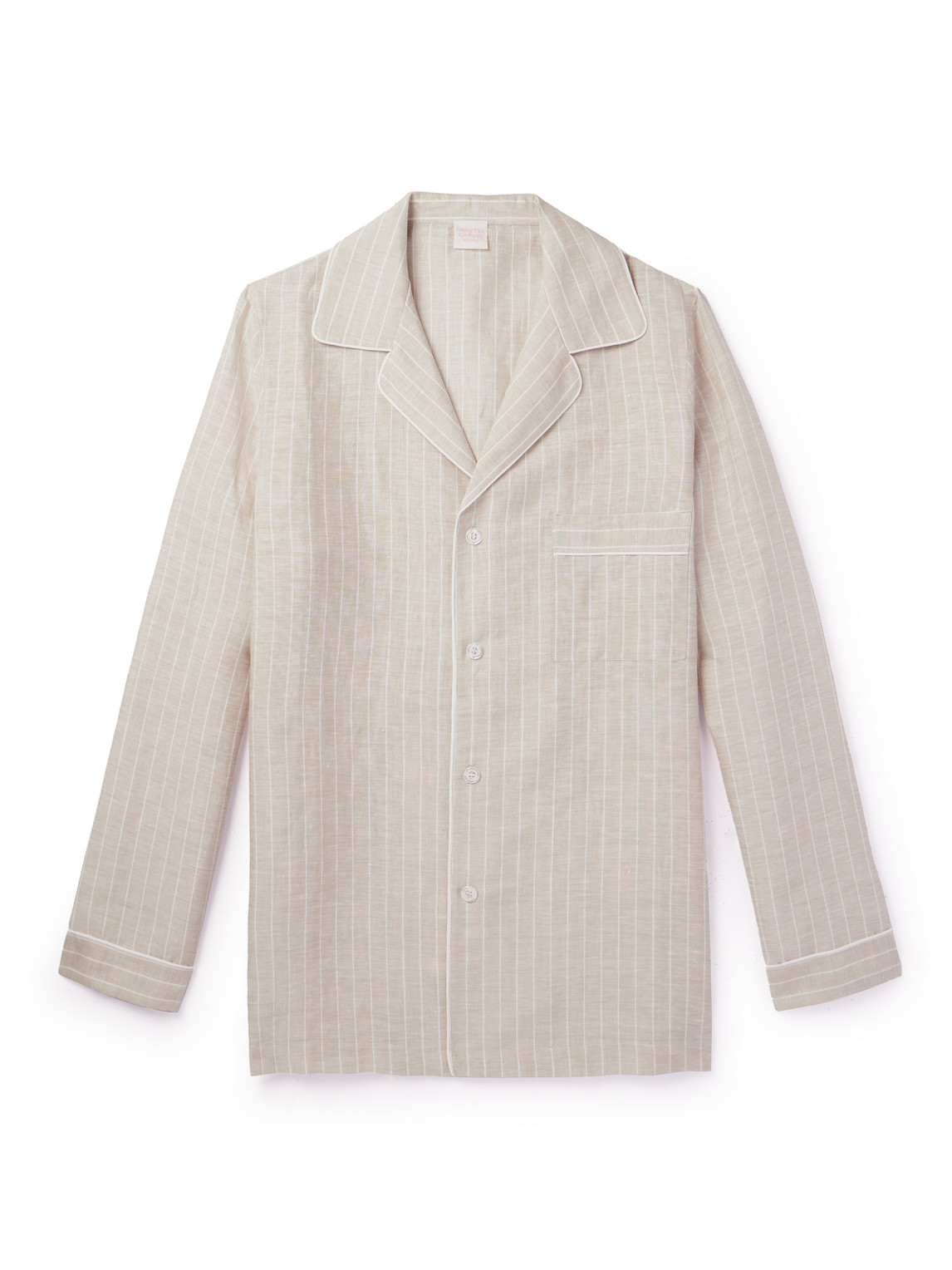 LORETTA CAPONI - Camp-Collar Striped Linen and Cotton-Blend Shirt - Men - Neutrals - IT 56