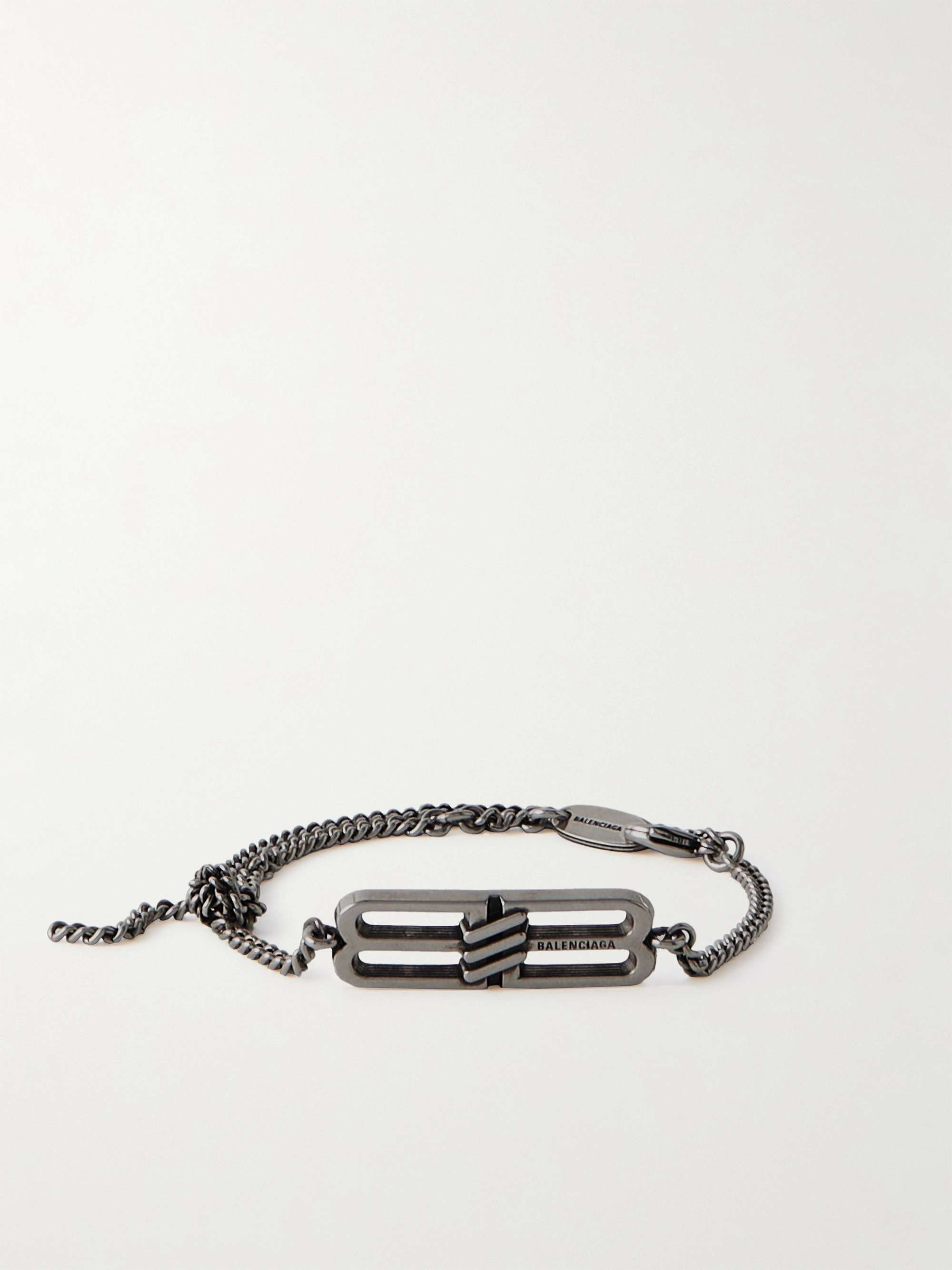 Balenciaga Plate Logo-engraved Corded Bracelet in Black | Lyst