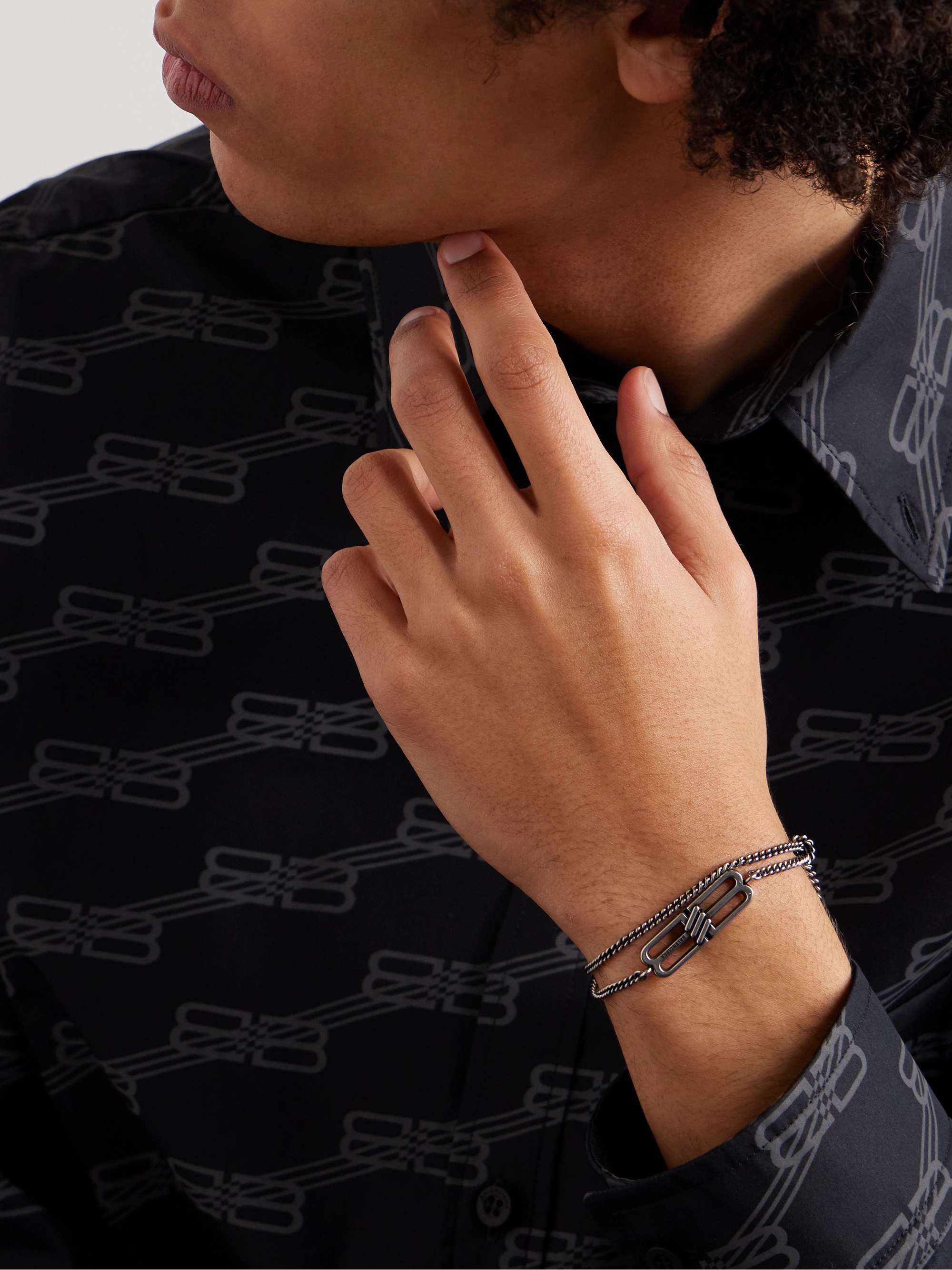 BALENCIAGA Burnished Silver-Tone Bracelet | MR PORTER