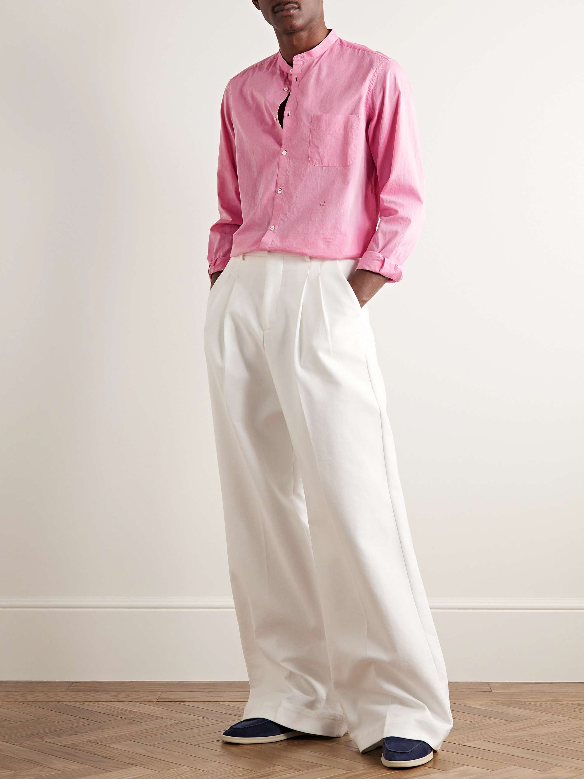 MASSIMO ALBA Noto2 Grandad-Collar Washed Cotton-Muslin Shirt