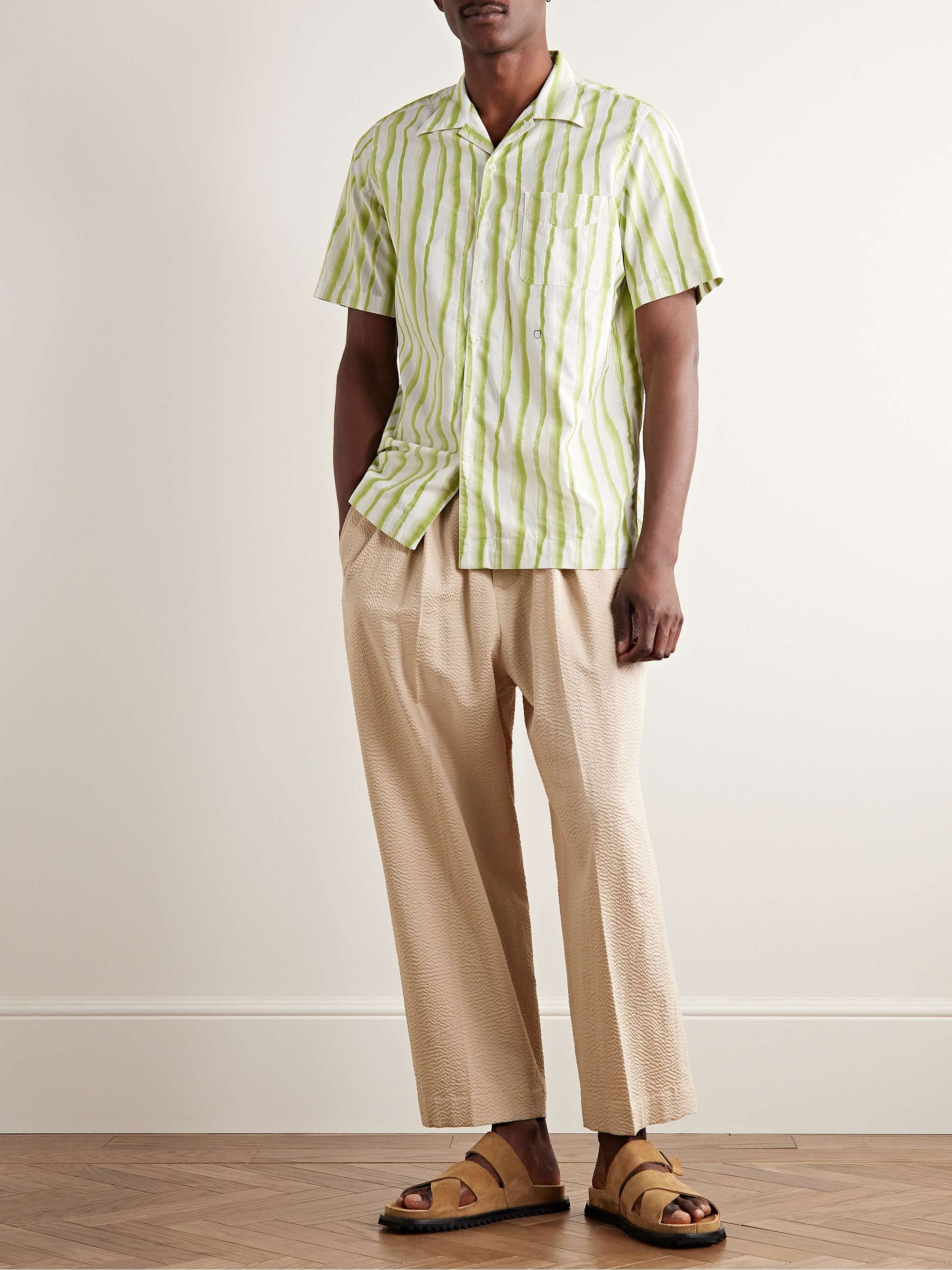 MASSIMO ALBA Venice Camp-Collar Striped Cotton-Jacquard Shirt