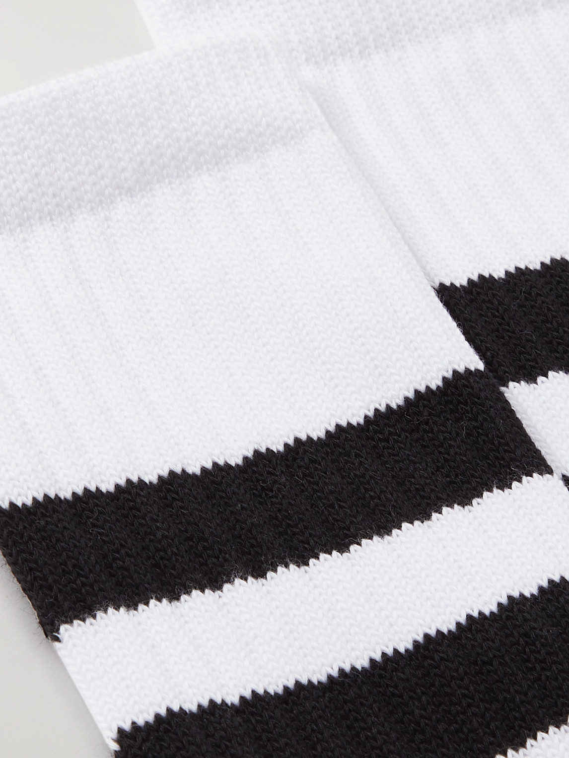 Shop Norse Projects Bjarki Striped Two-tone Cotton-blend Socks In Black