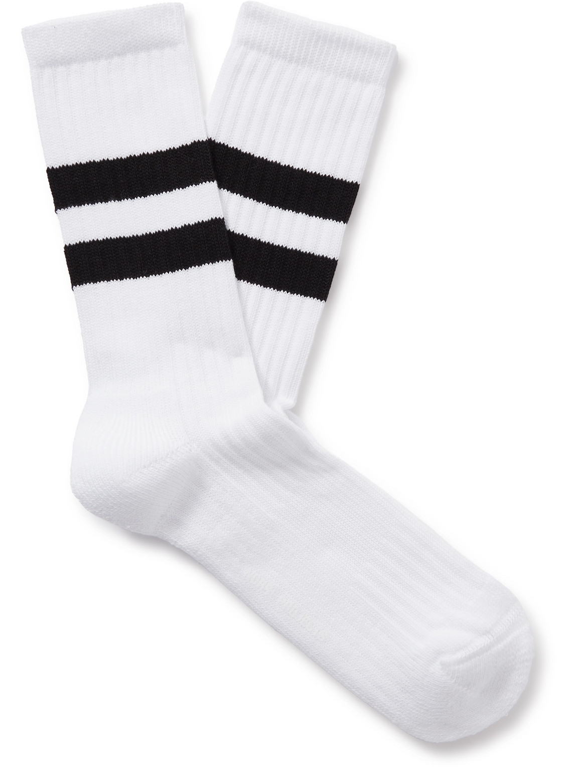 Norse Projects Bjarki Striped Two-tone Cotton-blend Socks In Black
