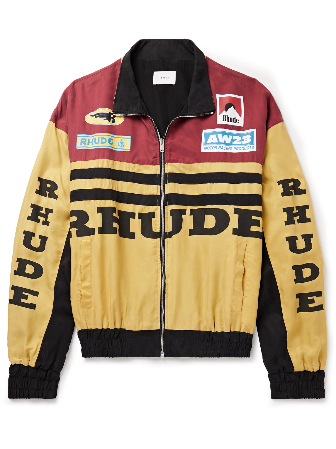 Rhude Racing Jacket Rhude Rally Colour-block Logo-print Twill Bomber Jacket In Yellow ...