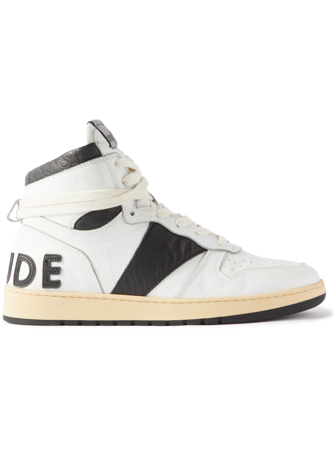 Rhecess Colour-Block Distressed Leather High-Top Sneakers