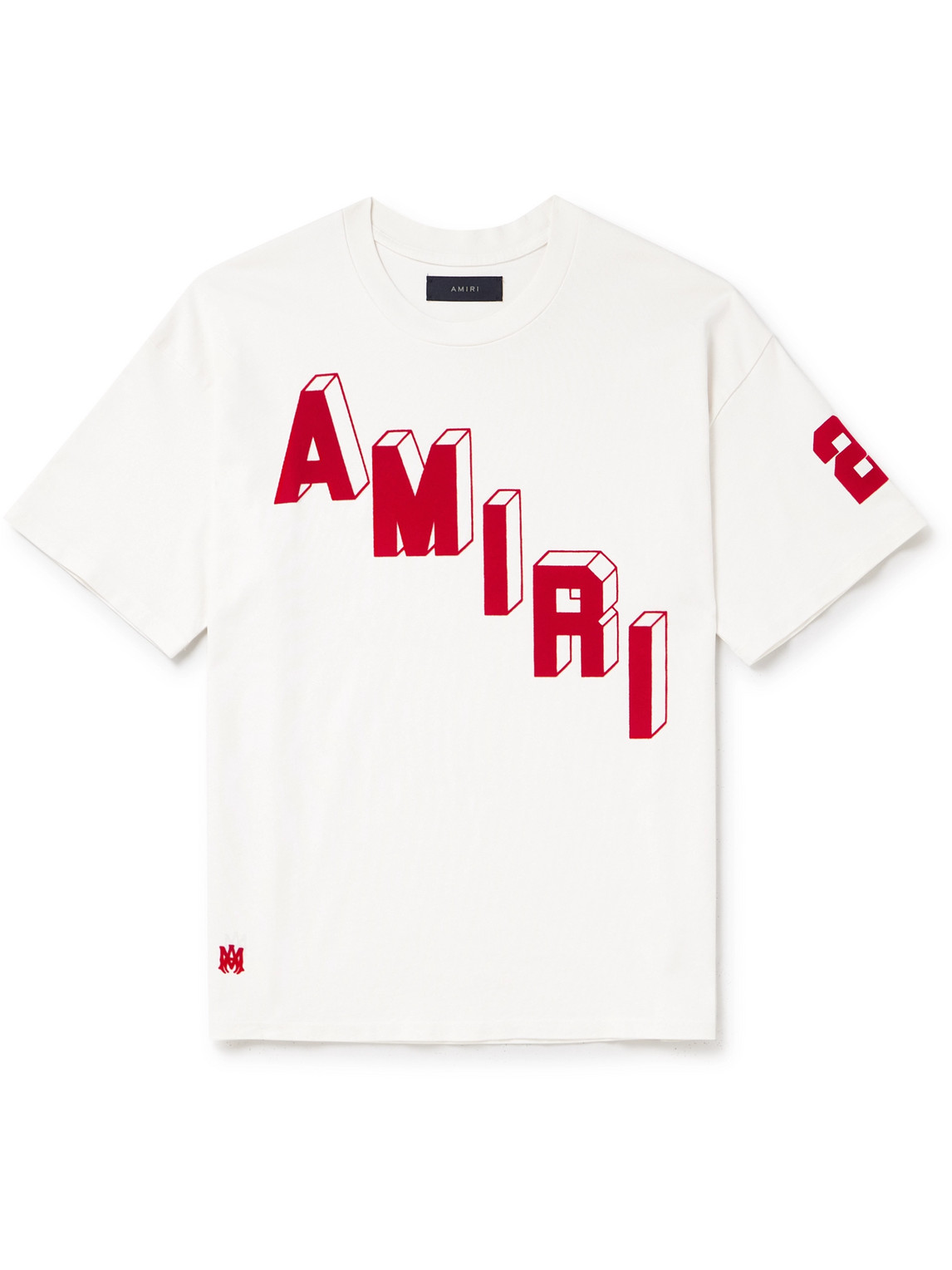 AMIRI LOGO-FLOCKED FELT-TRIMMED COTTON-JERSEY T-SHIRT