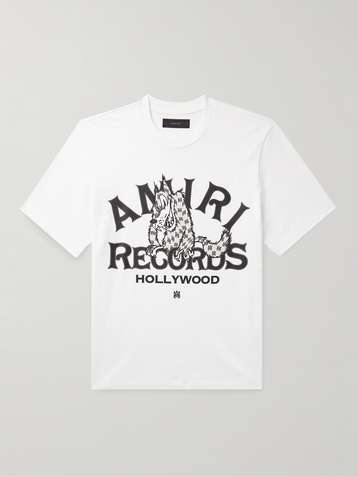 Luxury T-shirt for men - Amiri white logo khaki T-shirt