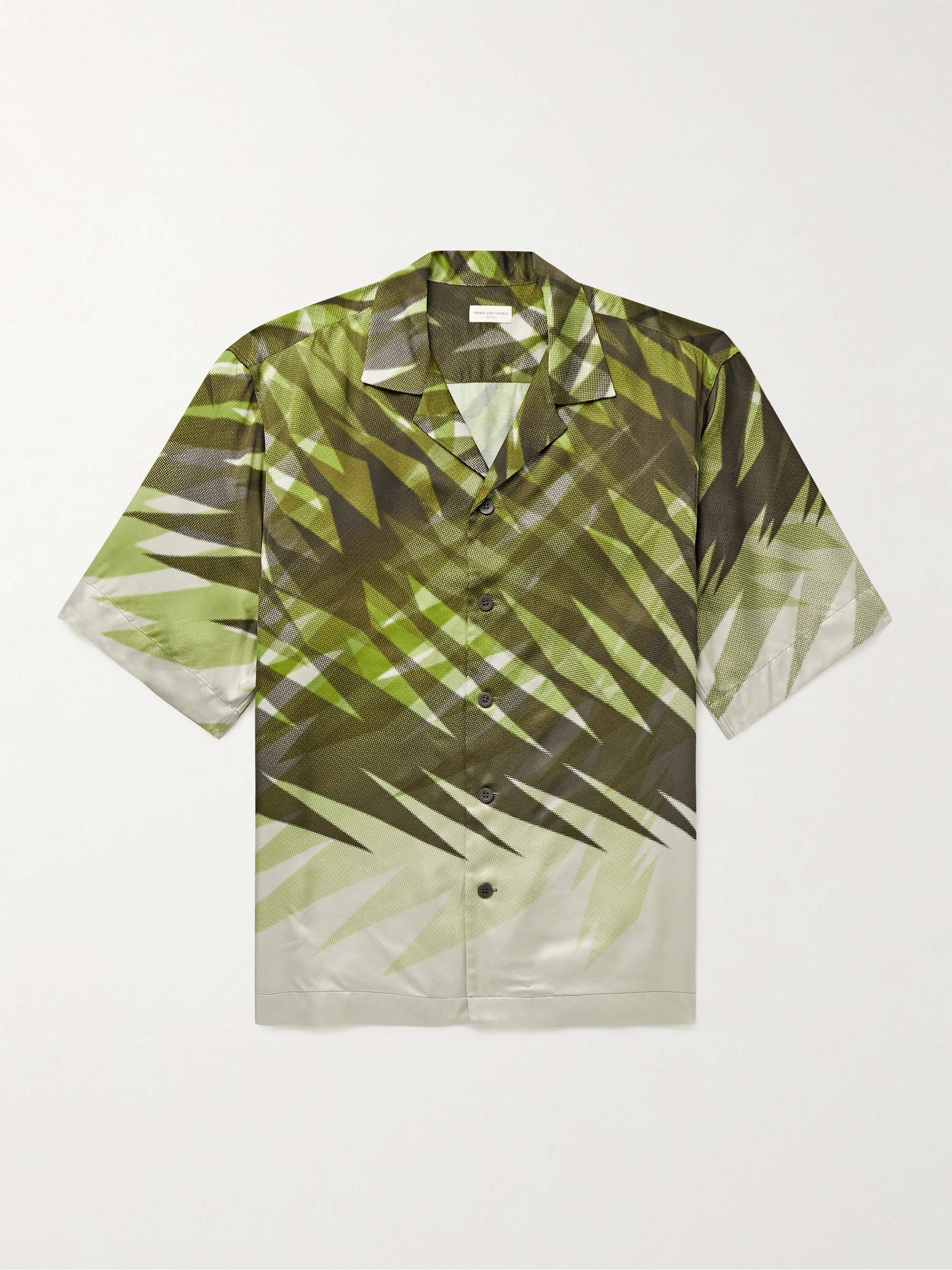 DRIES VAN NOTEN Camp-Collar Printed Satin Shirt for Men | MR PORTER