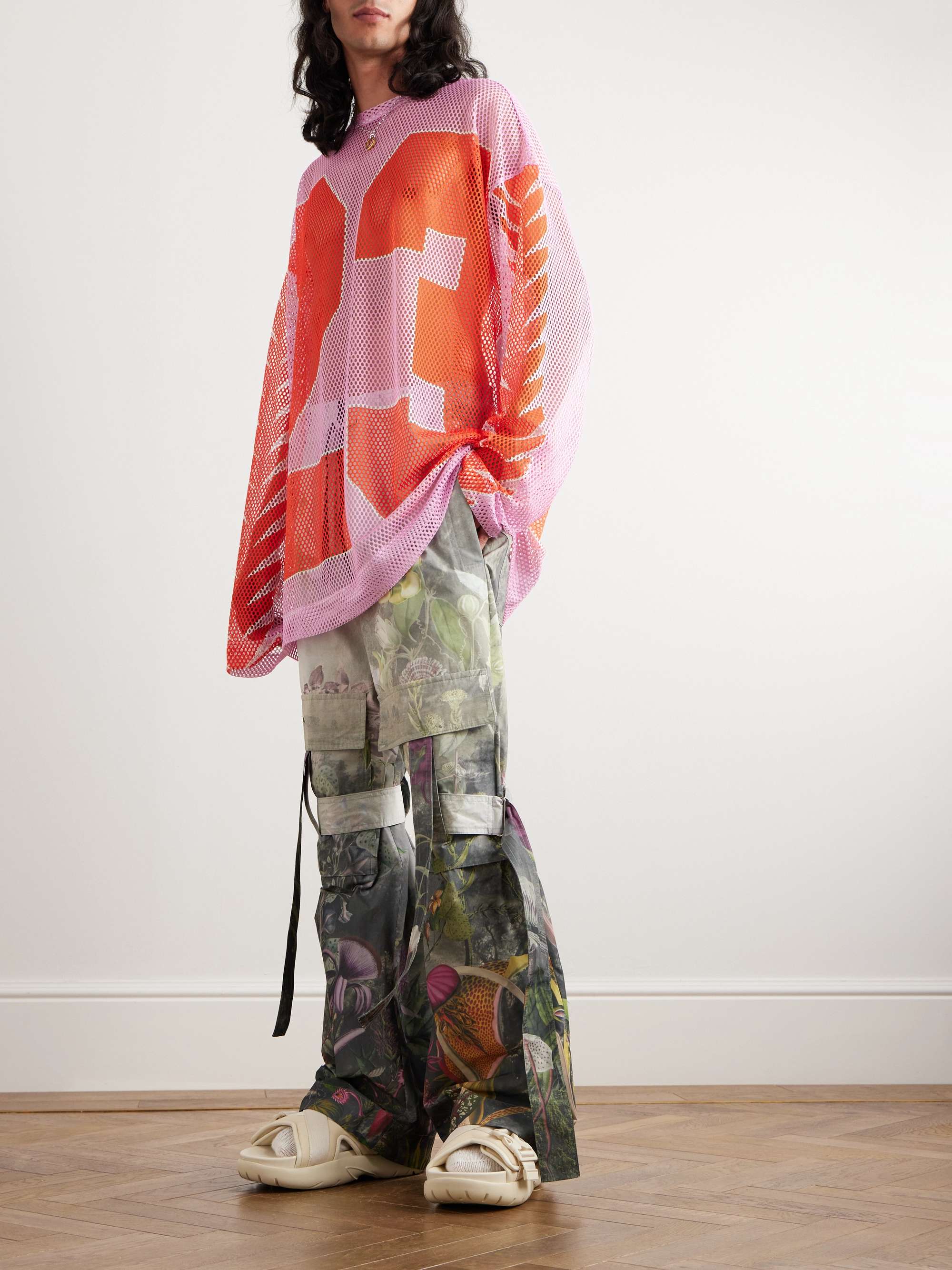 DRIES VAN NOTEN Wide-Leg Floral-Print Shell Cargo Trousers for Men | MR ...