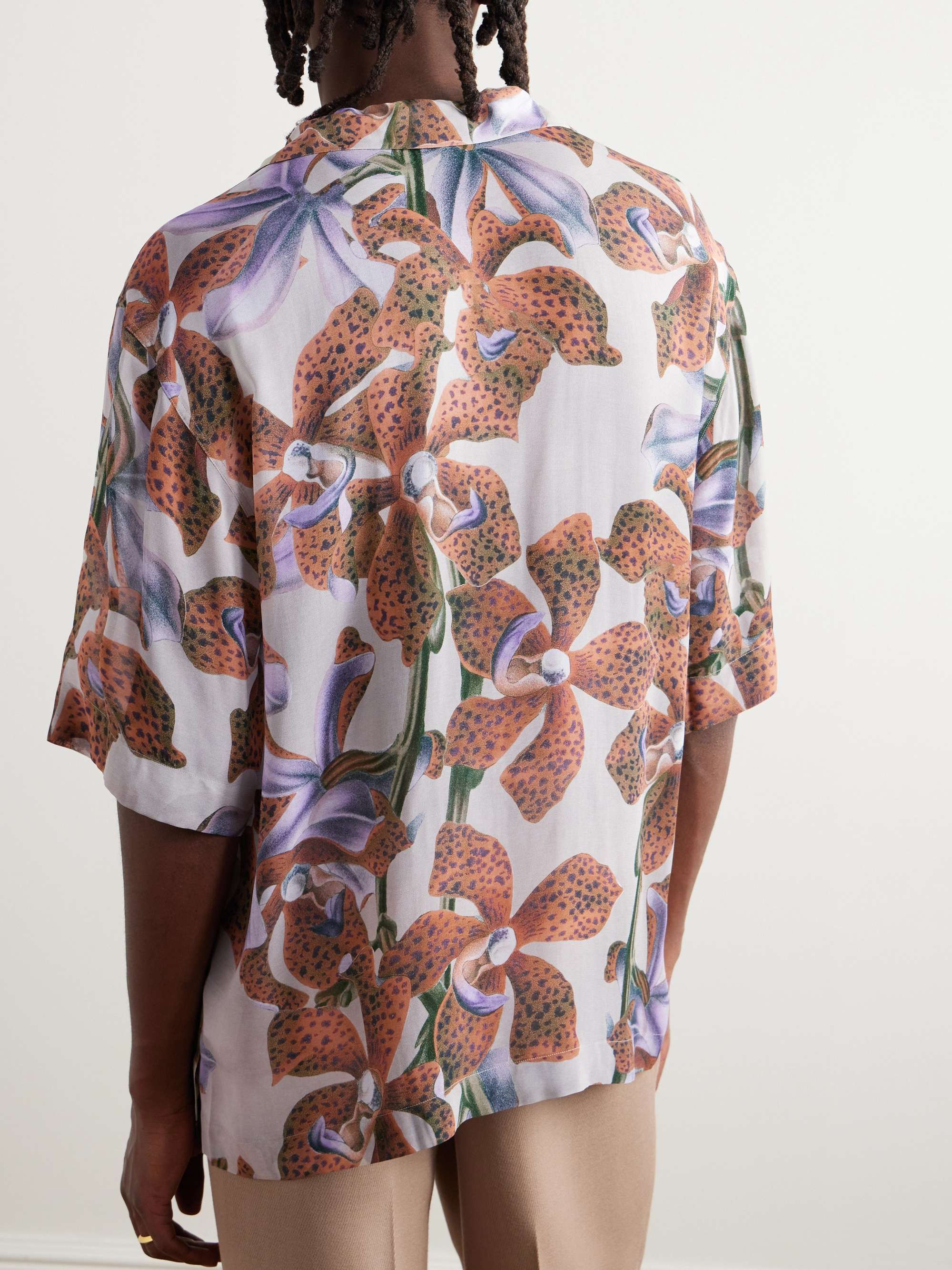 DRIES VAN NOTEN Camp-Collar Floral-Print Georgette Shirt for Men | MR ...