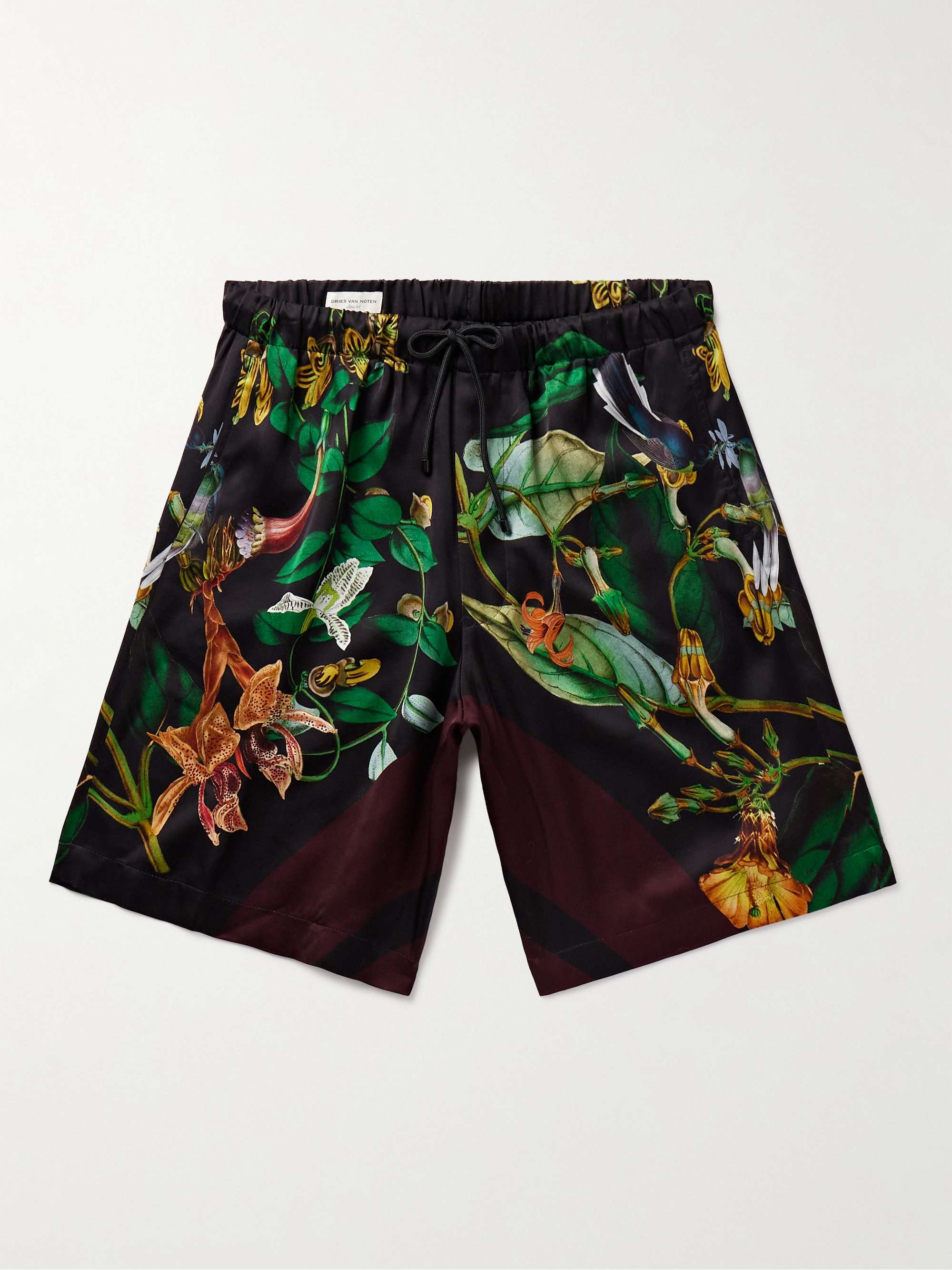 DRIES VAN NOTEN Straight-Leg Floral-Print Shell Drawstring Shorts for Men
