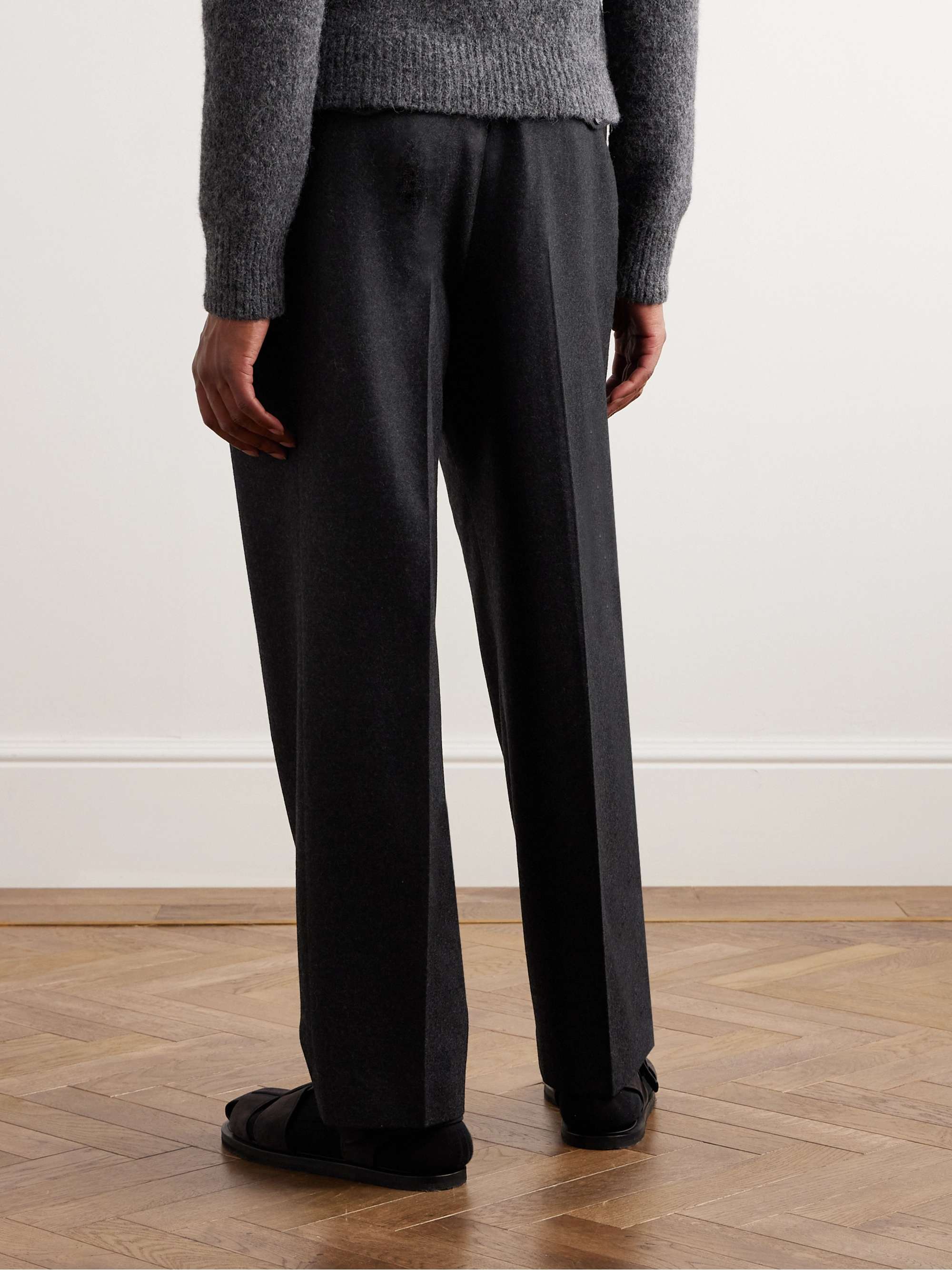 DRIES VAN NOTEN Tapered Pleated Wool-Flannel Trousers for Men | MR PORTER