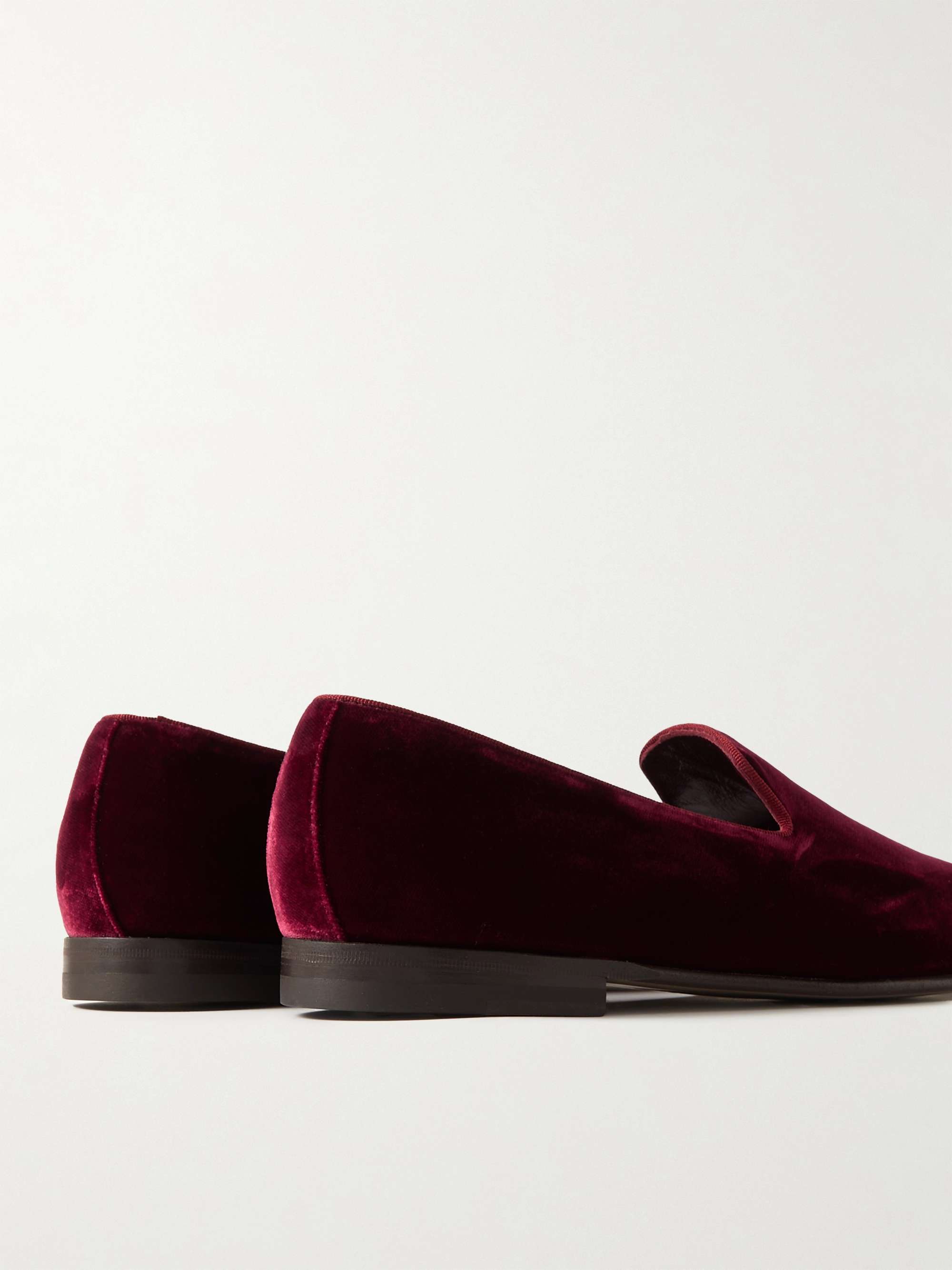 MANOLO BLAHNIK Mario Grosgrain-Trimmed Velvet Loafers