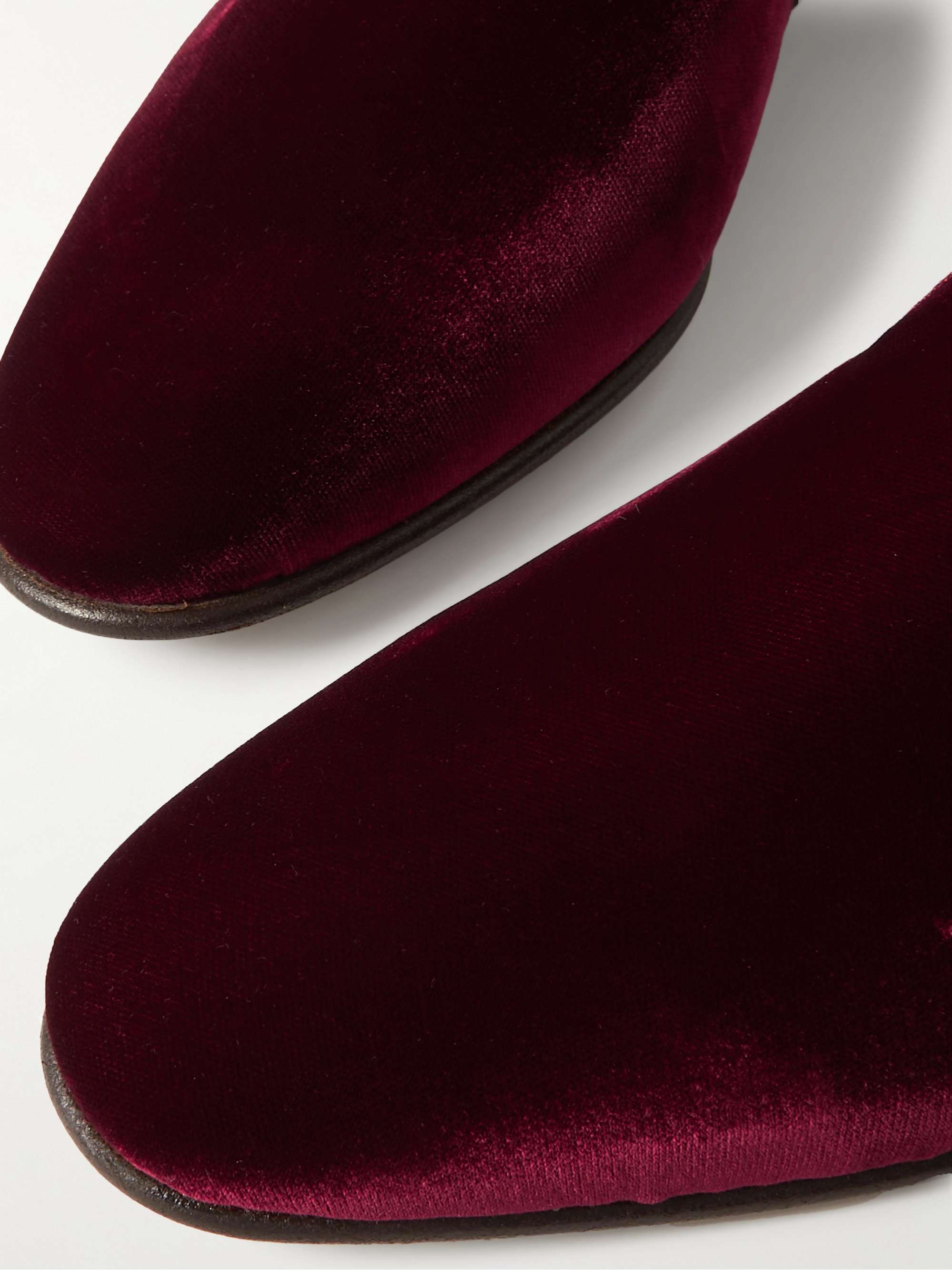 MANOLO BLAHNIK Mario Grosgrain-Trimmed Velvet Loafers