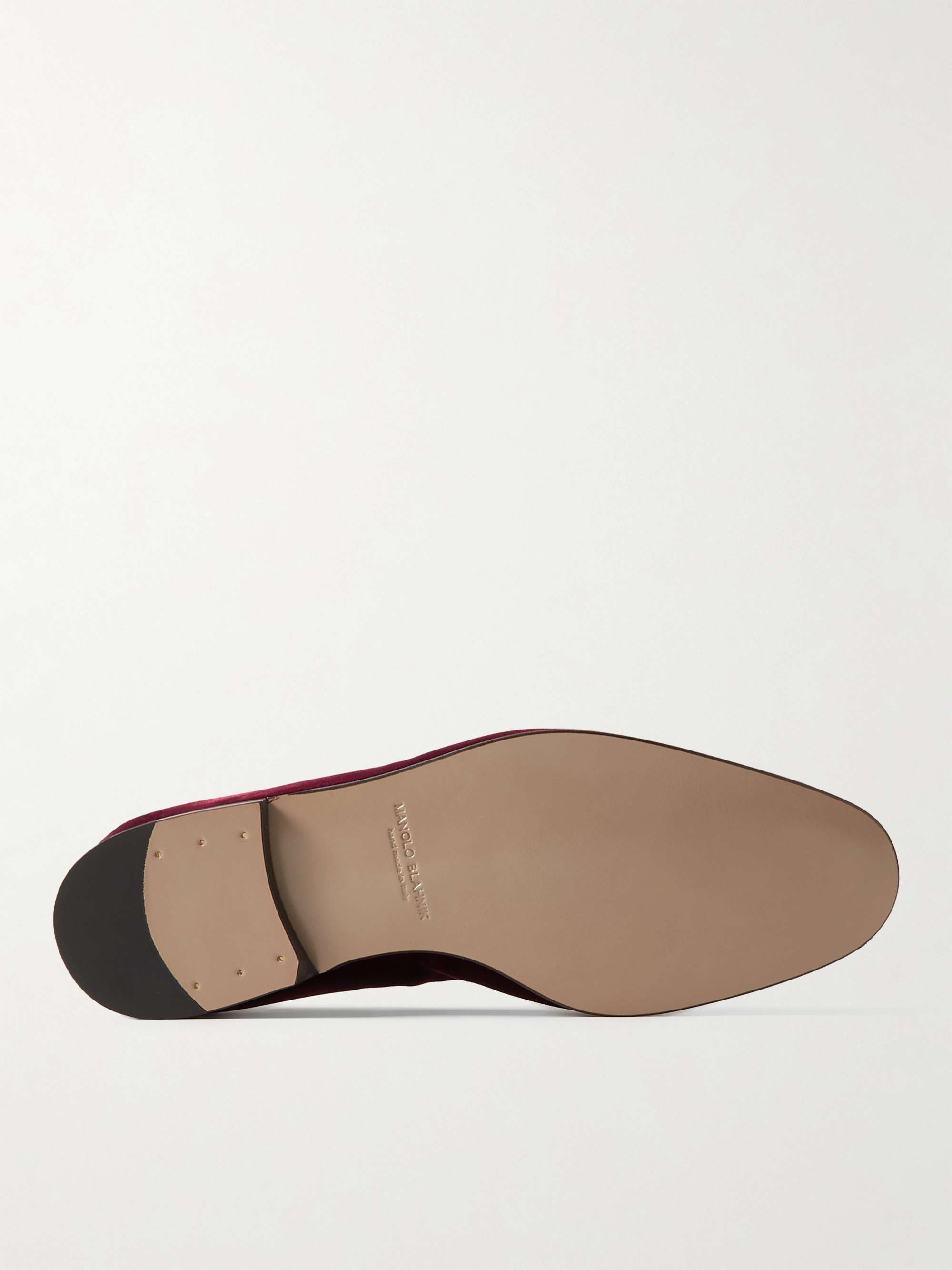 MANOLO BLAHNIK Mario Grosgrain-Trimmed Velvet Loafers