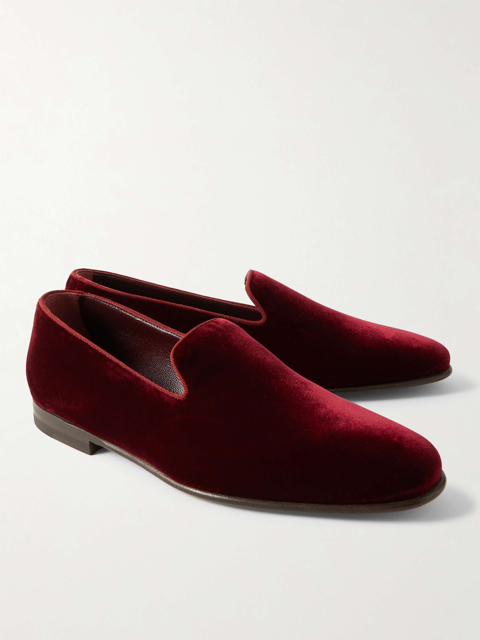 MANOLO BLAHNIK Mario Grosgrain-Trimmed Velvet Loafers
