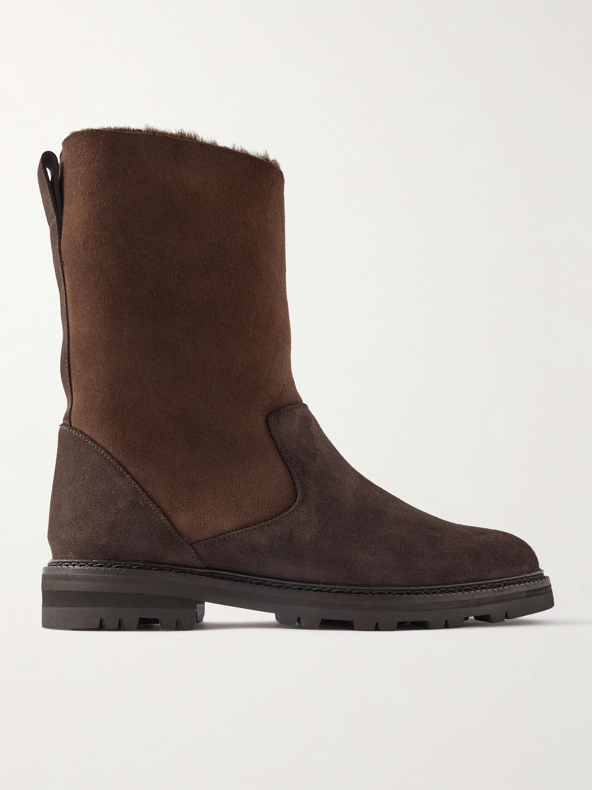 MANOLO BLAHNIK Tomoso Shearling-Lined Suede Boots for Men | MR PORTER