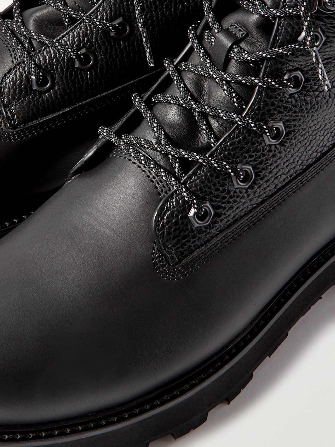 Shop Moncler Peka Trek Leather Hiking Boots In Black