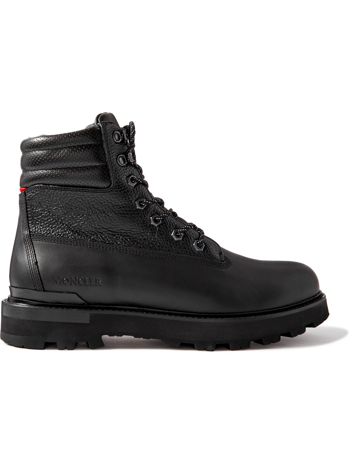 Shop Moncler Peka Trek Leather Hiking Boots In Black