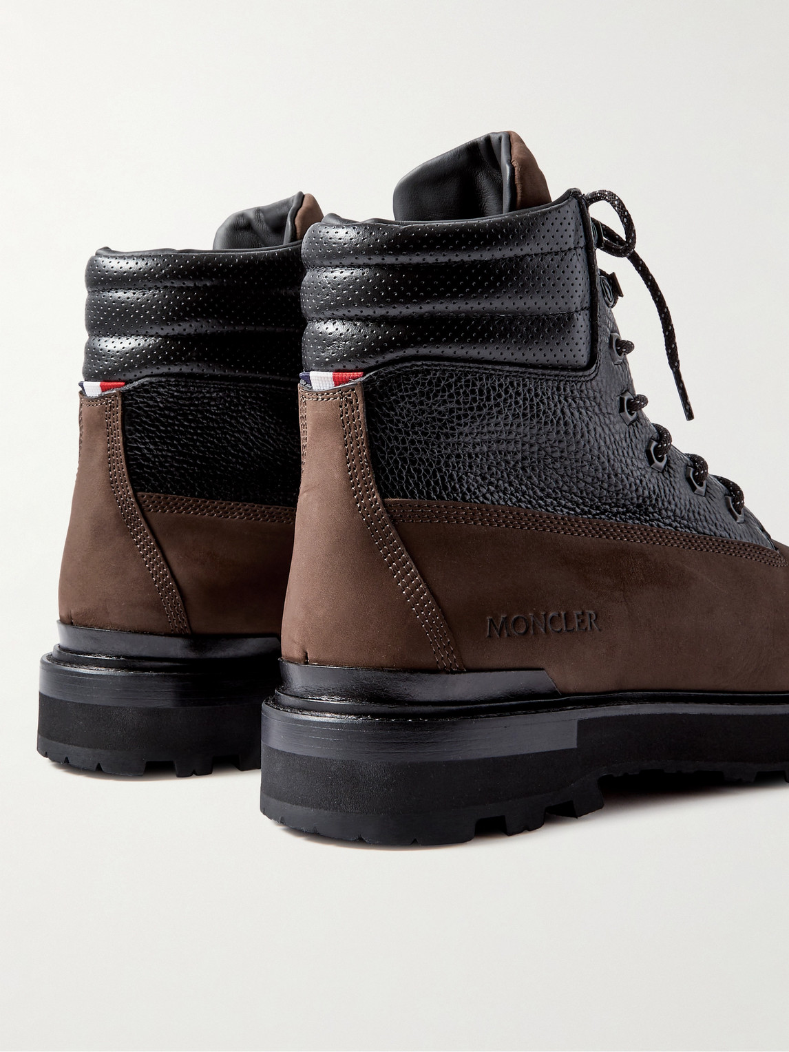 Shop Moncler Peka Trek Nubuck And Leather Hiking Boots In Brown