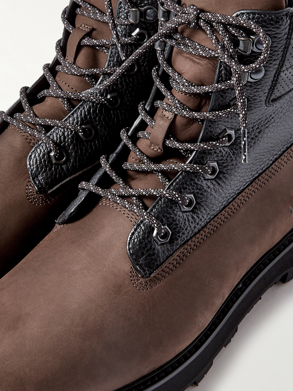 Shop Moncler Peka Trek Nubuck And Leather Hiking Boots In Brown