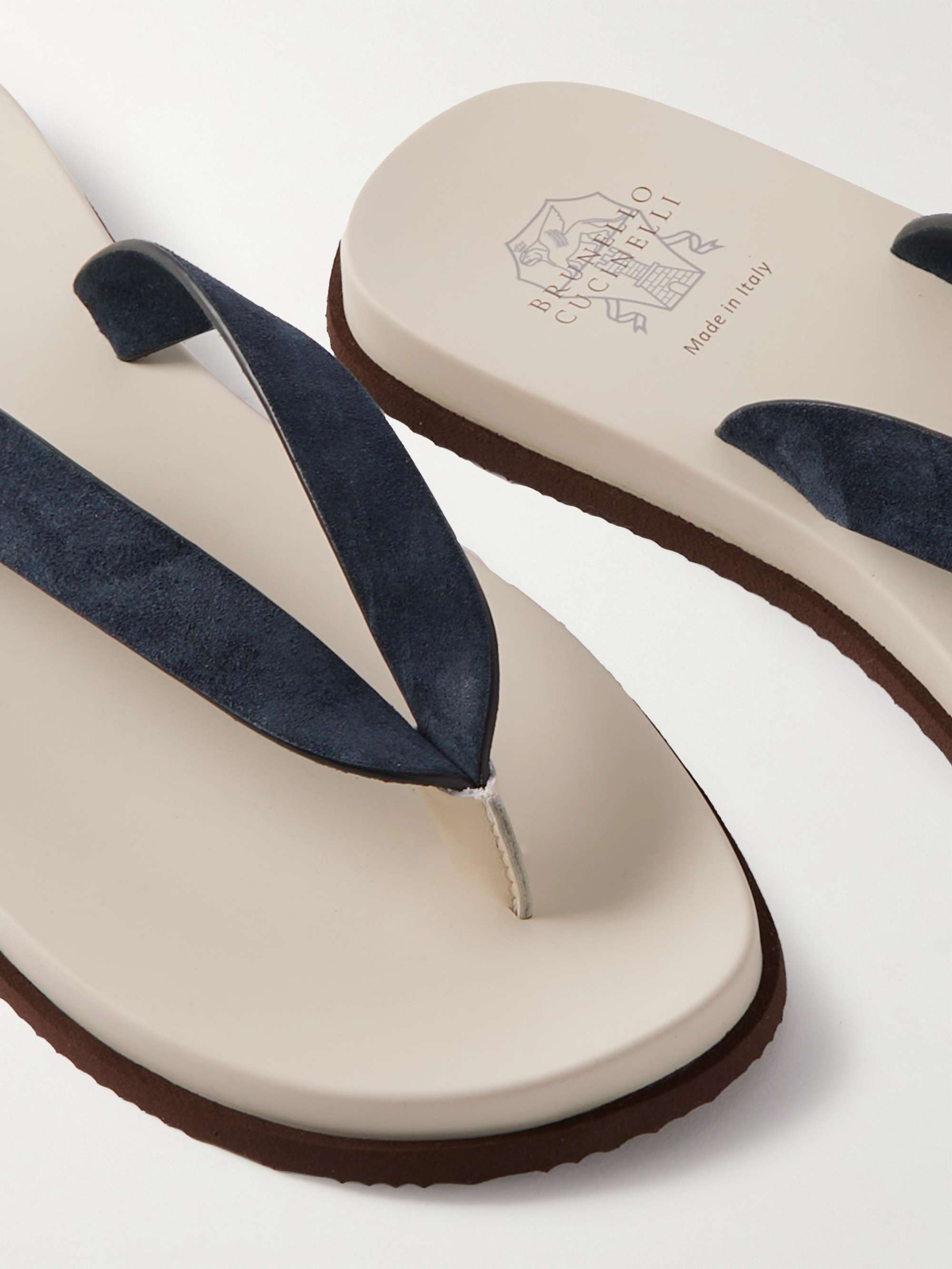 BRUNELLO CUCINELLI Suede and Leather Flip Flops for Men