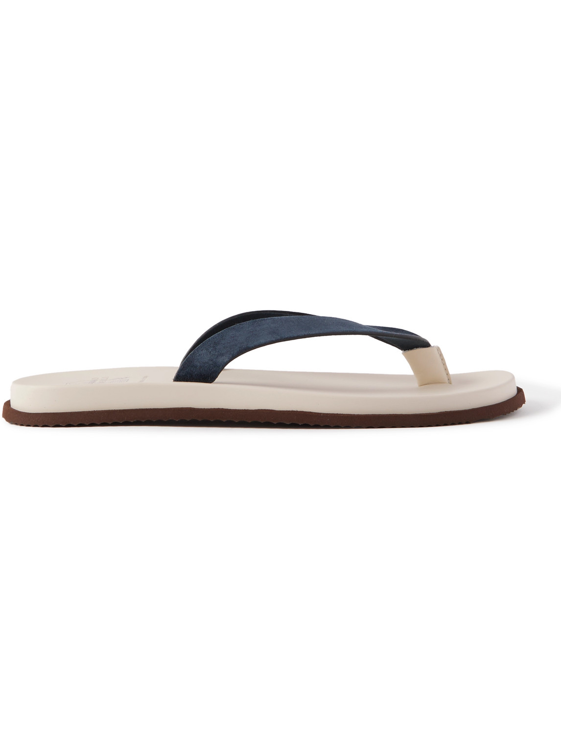 BRUNELLO CUCINELLI SUEDE AND LEATHER FLIP FLOPS