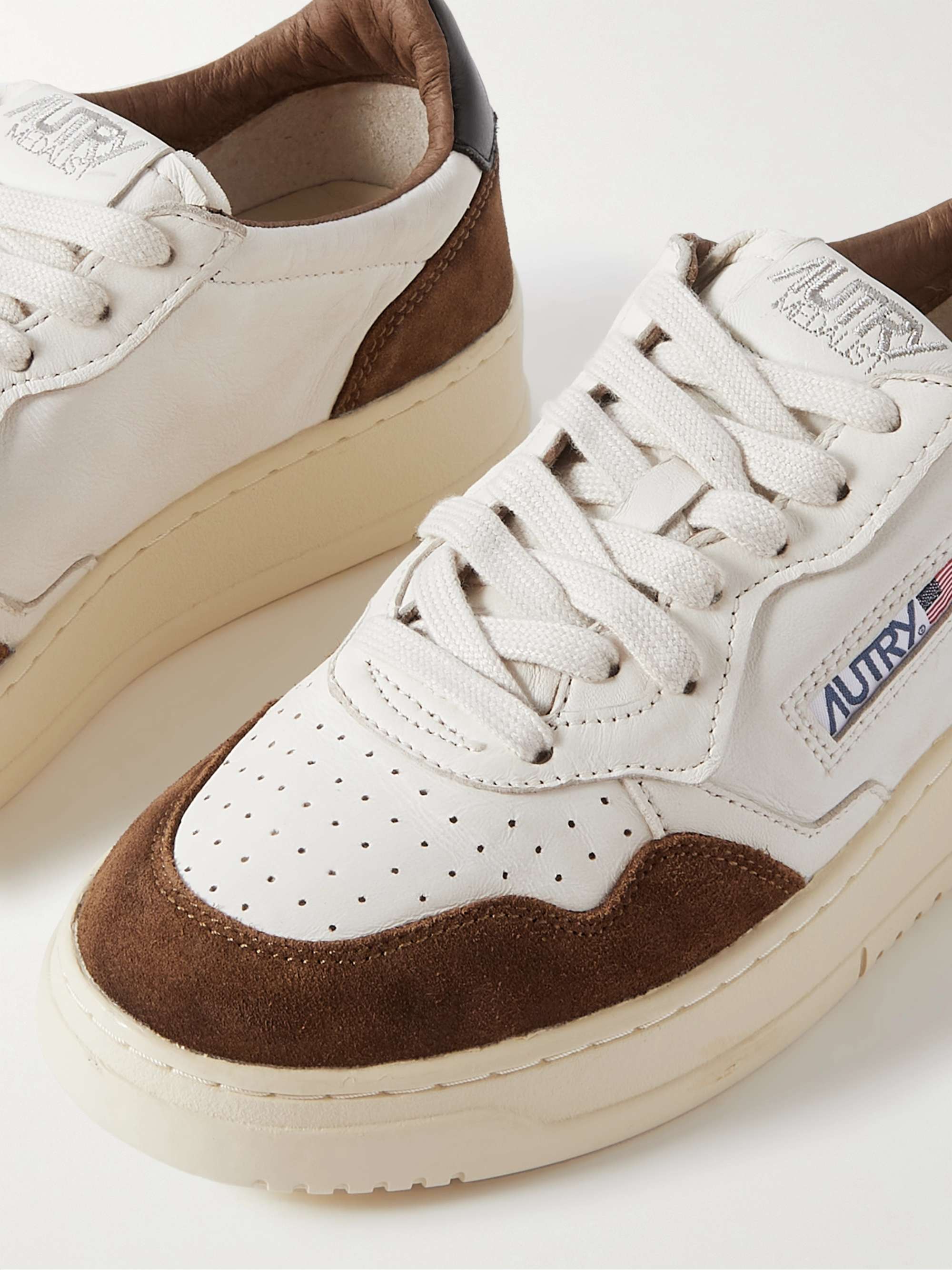AUTRY Medalist Leather-Trimmed Suede Sneakers for Men | MR PORTER
