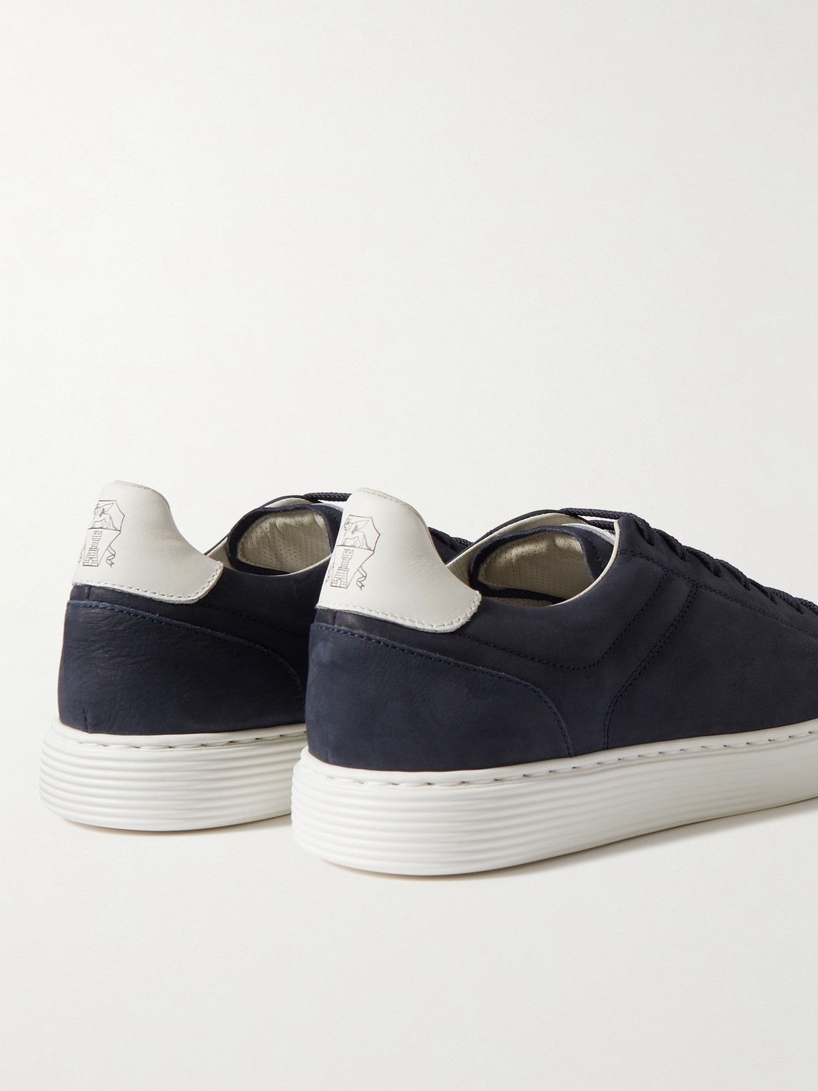 Brunello Cucinelli Nubuck-leather Low-top Sneakers In Blue