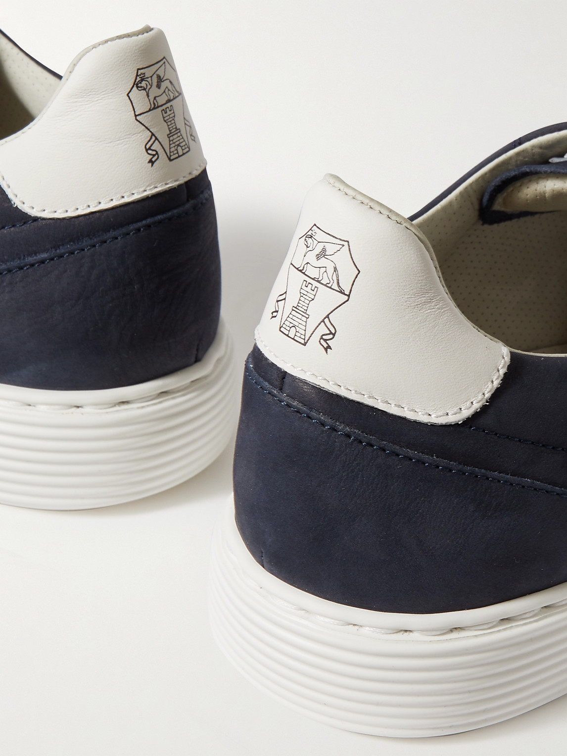 Brunello Cucinelli Nubuck-leather Low-top Sneakers In Blue
