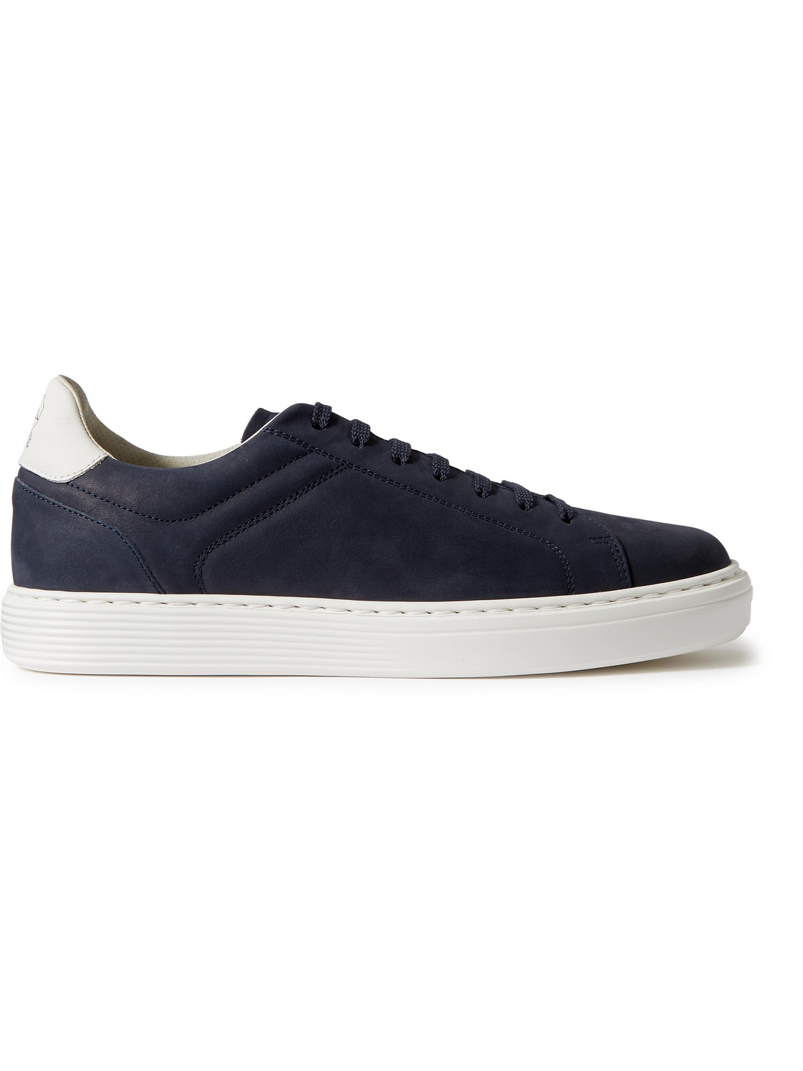 Brunello Cucinelli Nubuck-leather Low-top Sneakers In Blue