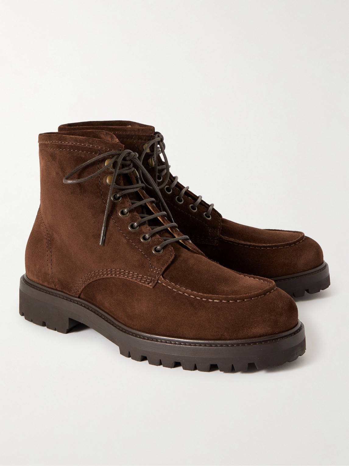 Shop Brunello Cucinelli Suede Boots In Brown