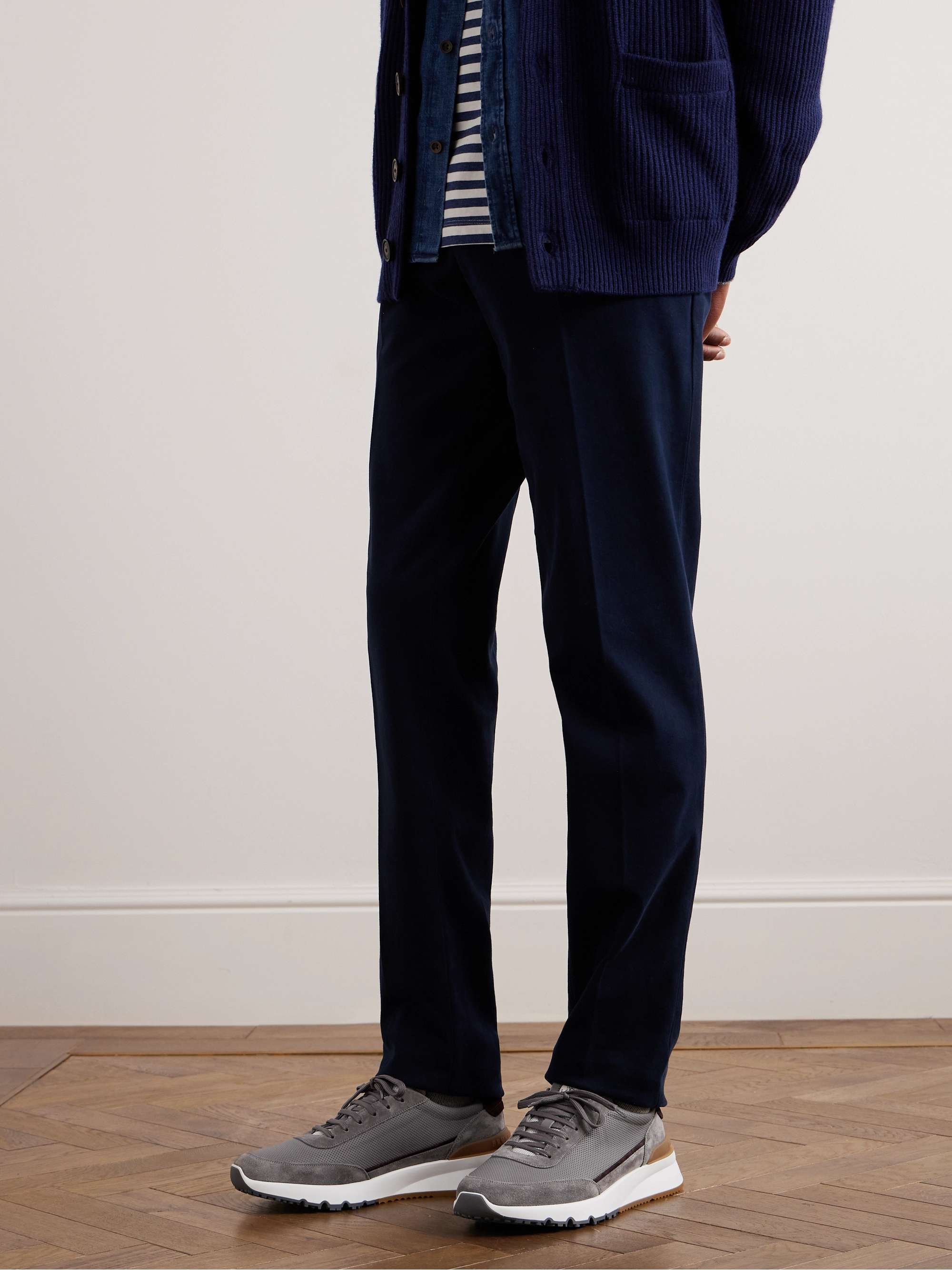 BRUNELLO CUCINELLI Perforated Leather and Suede Sneakers