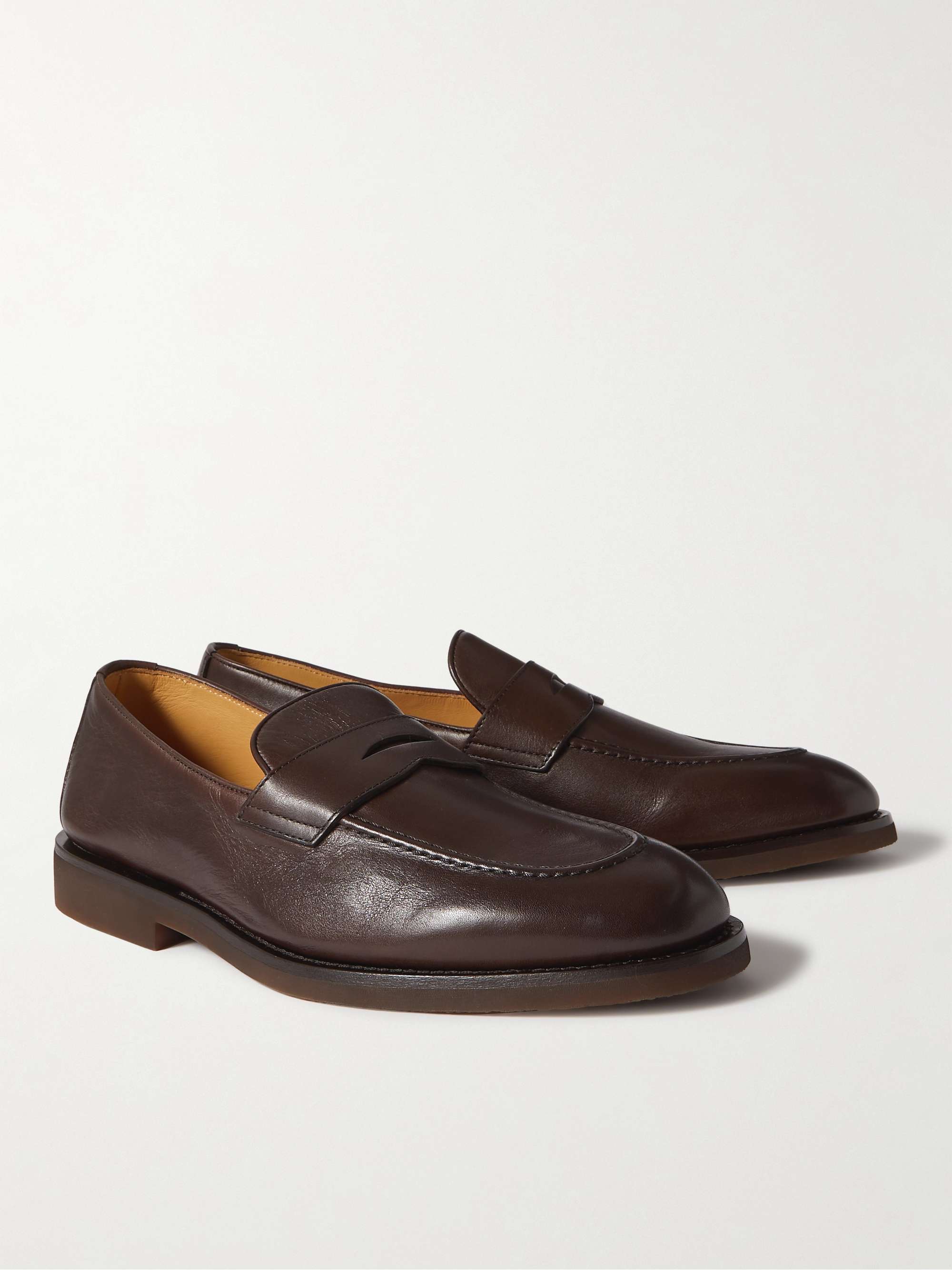 BRUNELLO CUCINELLI Flex Leather Penny Loafers for Men | MR PORTER