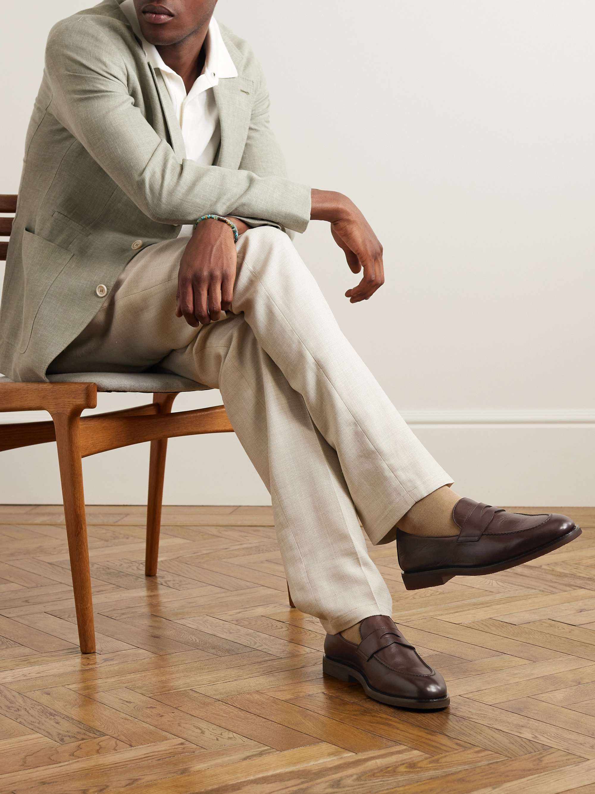 BRUNELLO CUCINELLI Flex Leather Penny Loafers for Men | MR PORTER