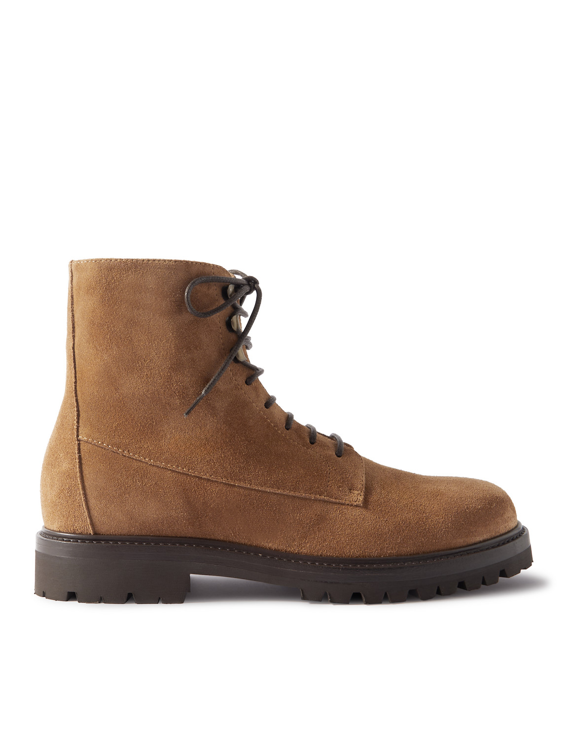 Brunello Cucinelli Men Suede Lace-up Boot In Brown