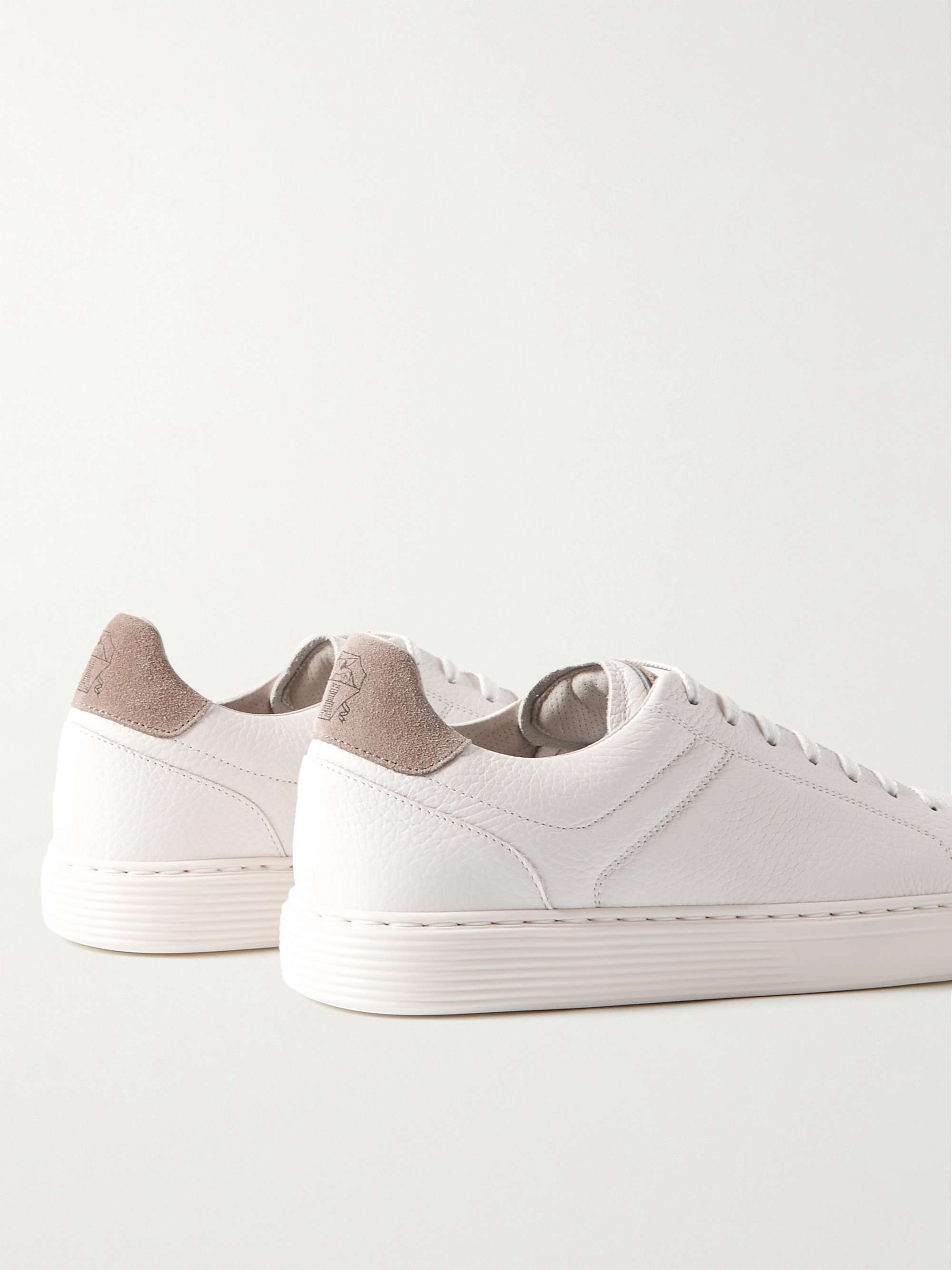 BRUNELLO CUCINELLI Suede-Trimmed Full-Grain Leather Sneakers